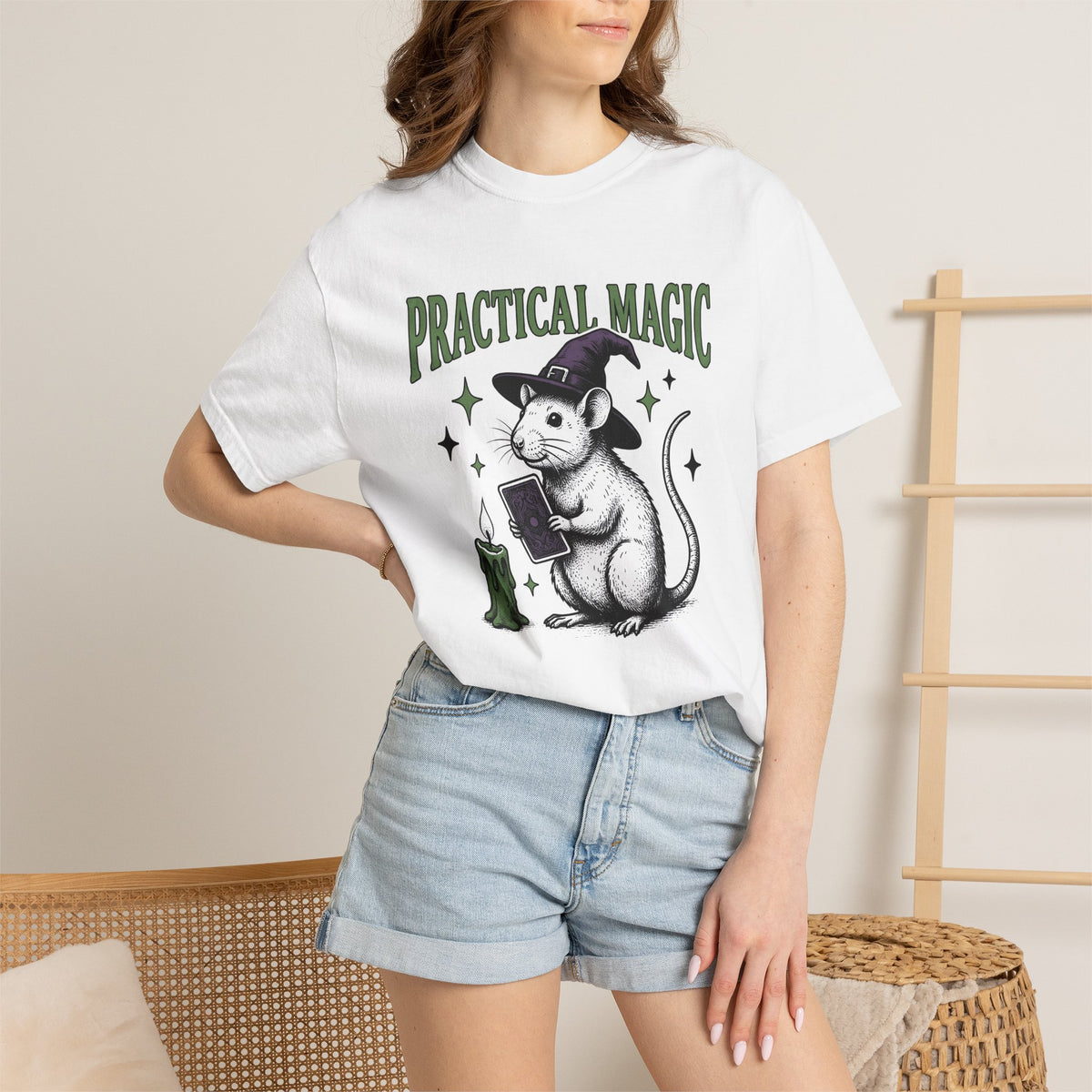 Sorcerer Mouse Shirt Halloween Magic Unisex Gift Old School Tee Wizard T-Shirt