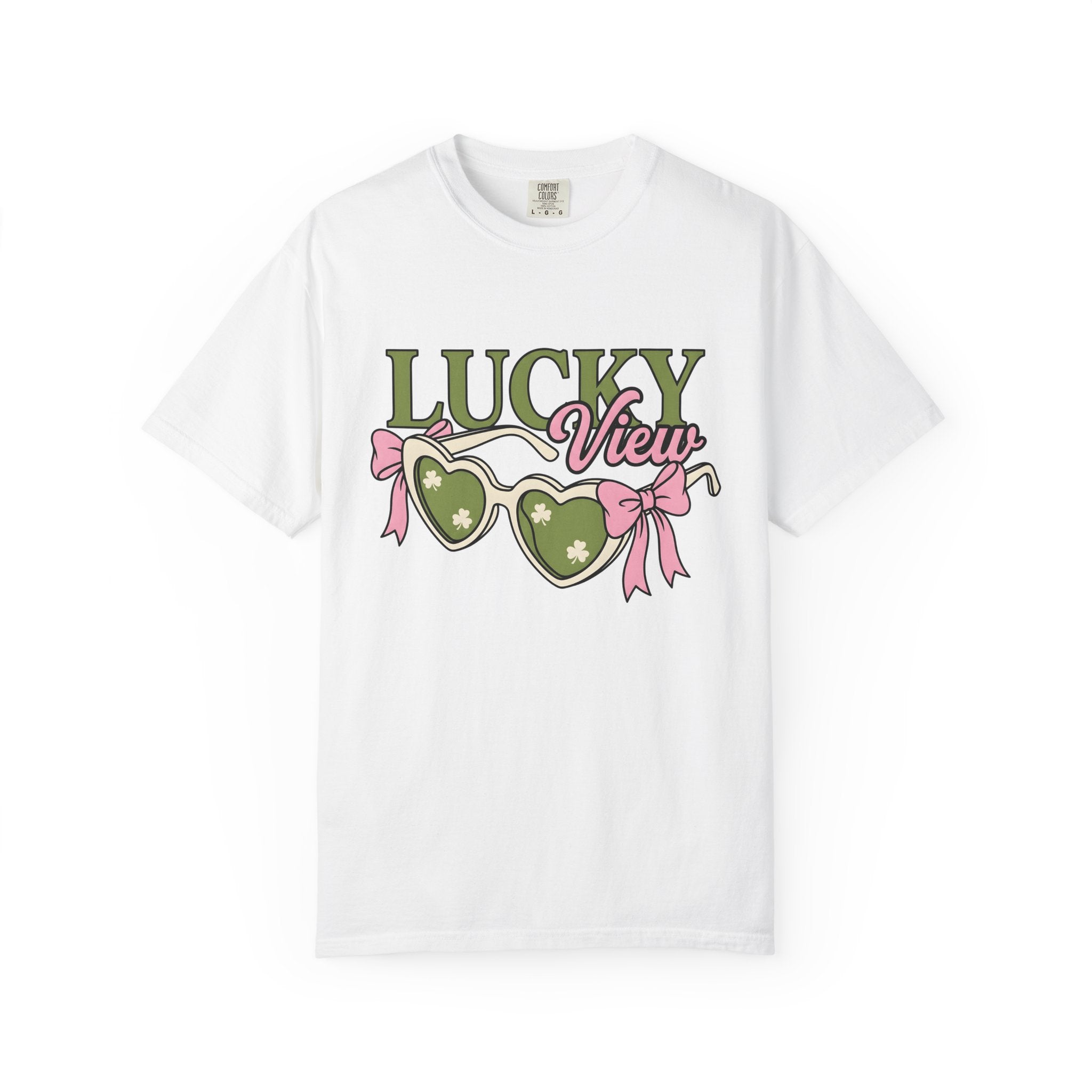 Heart Shades Shirt St Patrick's Day Clover Gift Women Modern Tee Shades T-Shirt Shamrock Fan Abstract Tshirt Shamrock Graphic Vintage Pink