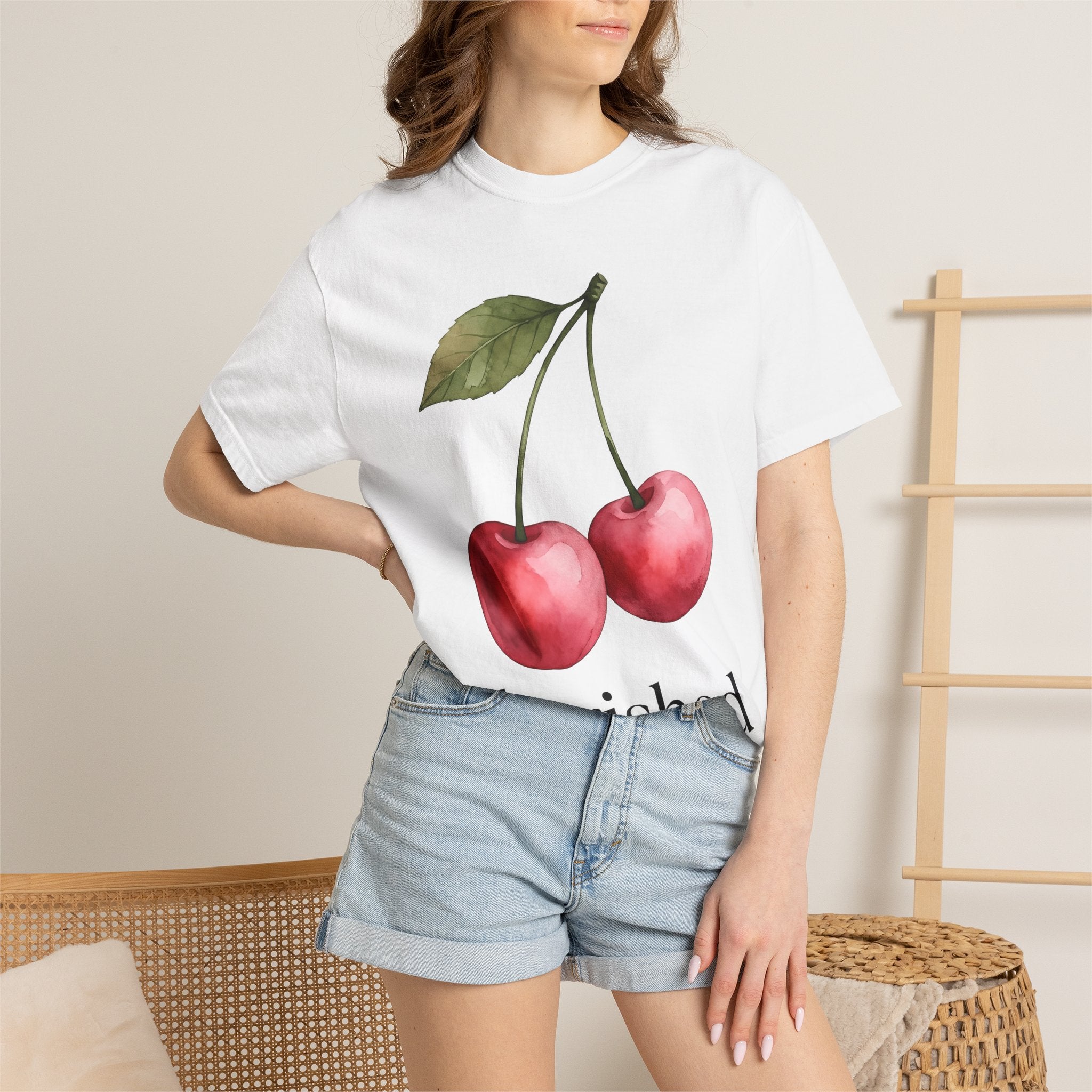 Cherry Pair Shirt Cottagecore Fruit Gift Women Watercolor Tee Cherries T-Shirt Homebody Fan Watercolour Tshirt Fruit Illustration Minimalist