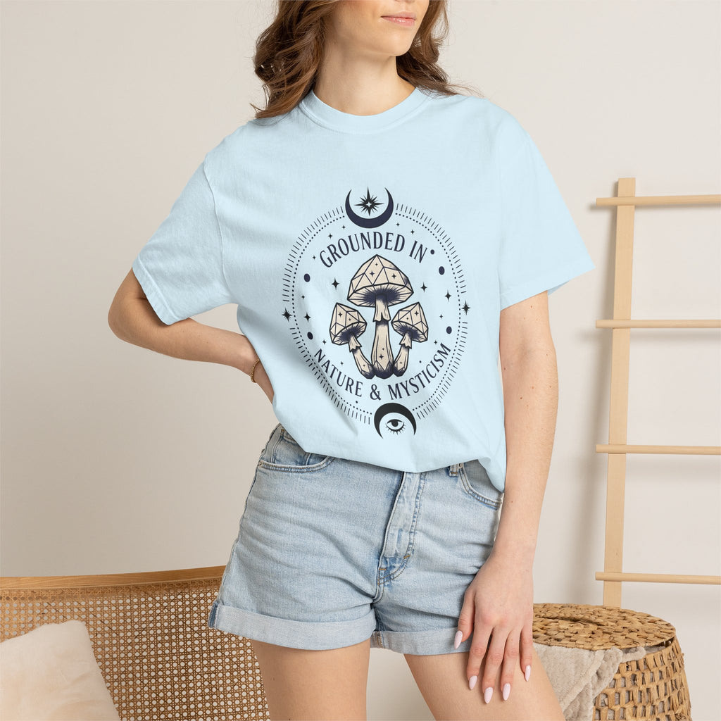 Crystal Mushrooms Shirt Boho Chic Spiritual Gift Women Celestial Tee Fungus T-Shirt Bohemian Fan Cosmic Tshirt Spiritual Graphic Mystical