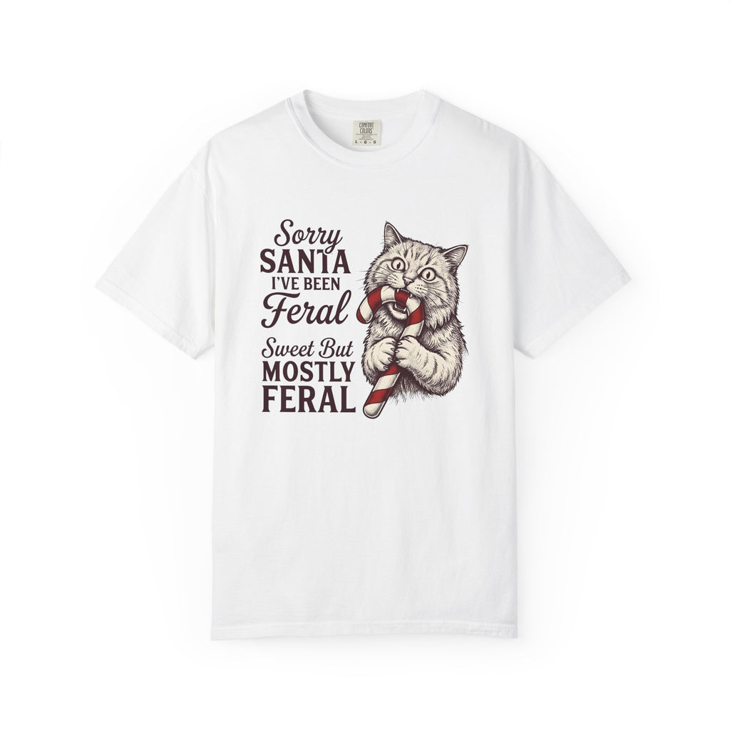 Kitten Candy Cane Shirt Cat Festive Gift Women Retro Tee Kitten T-Shirt Cat Fan Fabulous Tshirt Holiday Graphic Sketch Xmas Tshirt