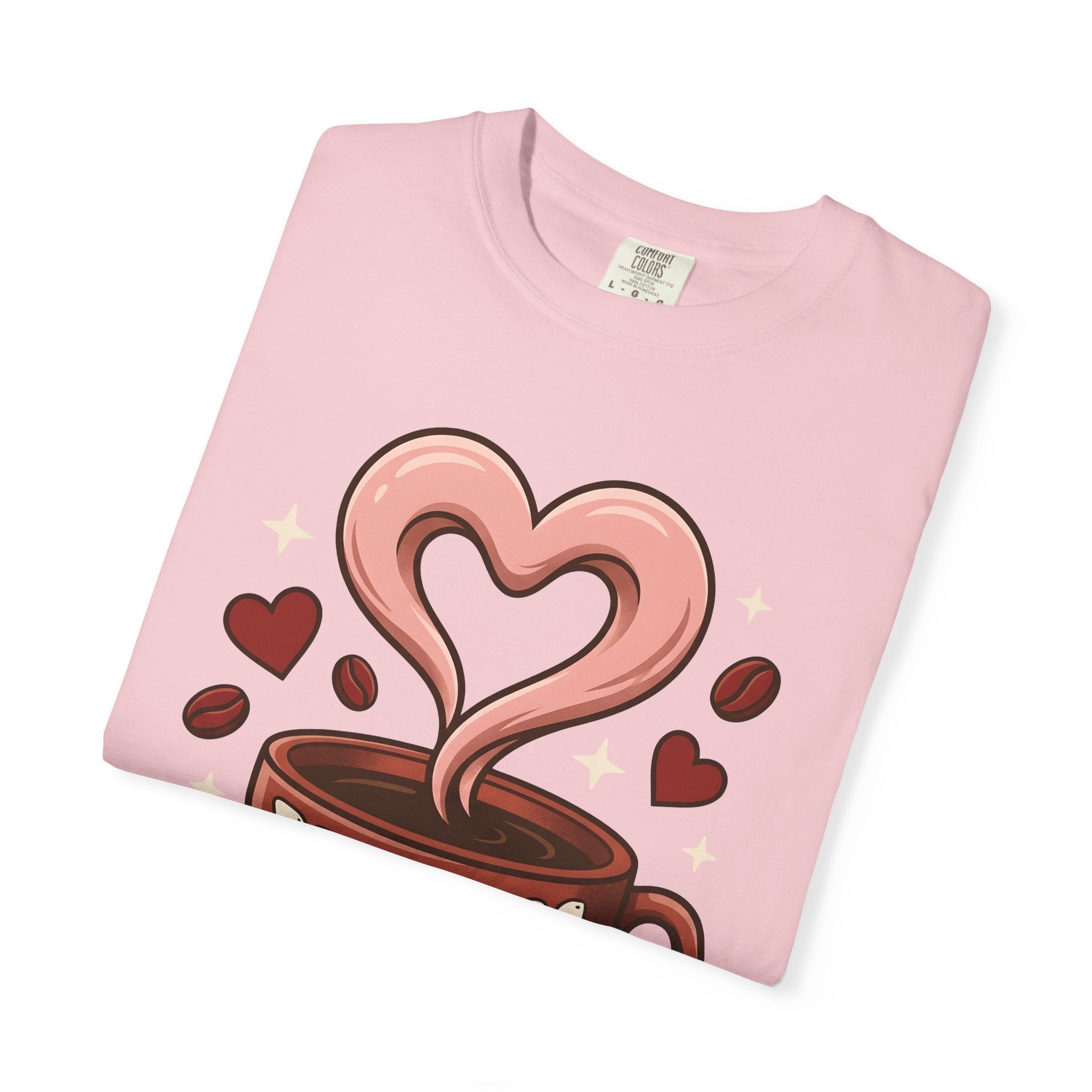 Coffee Cup Heart Shirt Valentines Day Coffee Gift Women Cartoon Tee Mug T-Shirt Valentine Fan Coffee Cup Tshirt Coffee Design Retro Coffee
