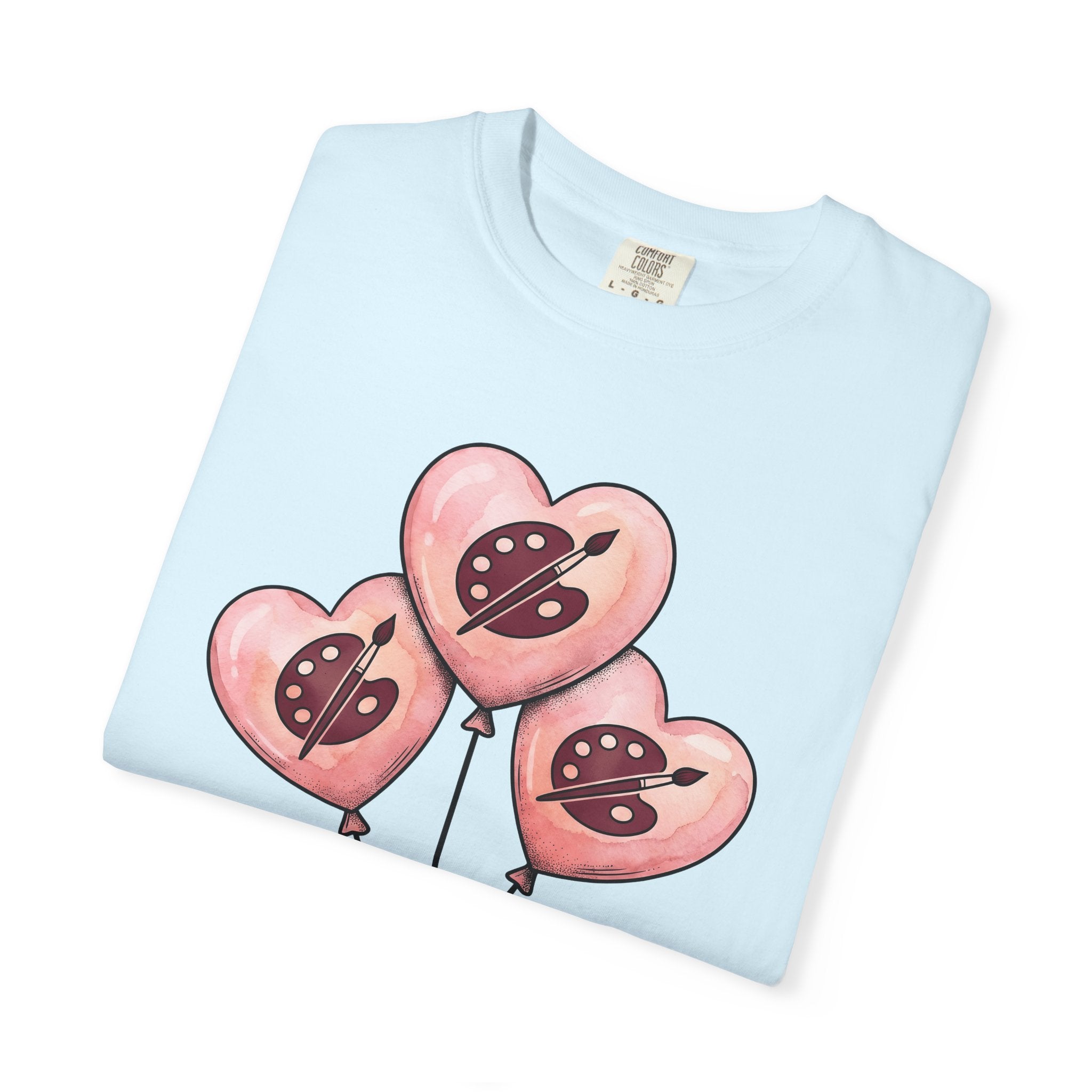 Heart Balloons Shirt Cute Art Gift Women Watercolor Tee Balloon Bouquet T-Shirt Kawaii Fan Watercolour Tshirt Artistic Graphic Hand Drawn