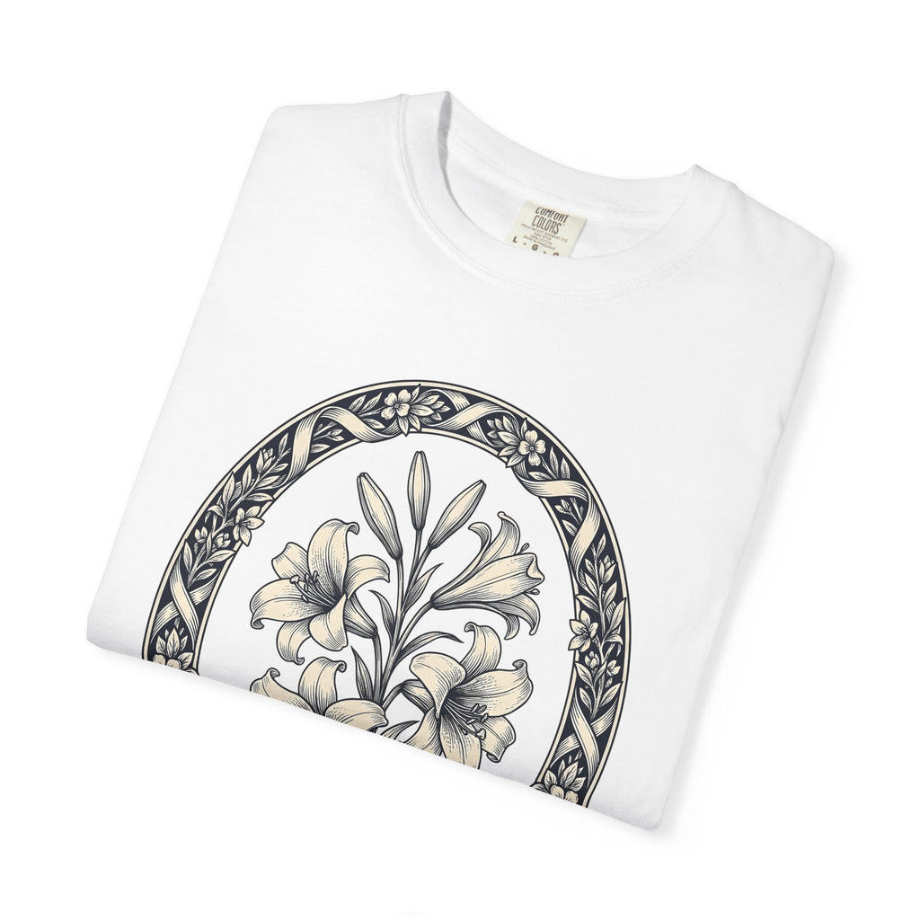 Lily Bloom Shirt Easter Flower Gift Women Botanical Art Tee Flower T-Shirt Spring Fan Floral Tshirt Botanical Illustration Retro Flower