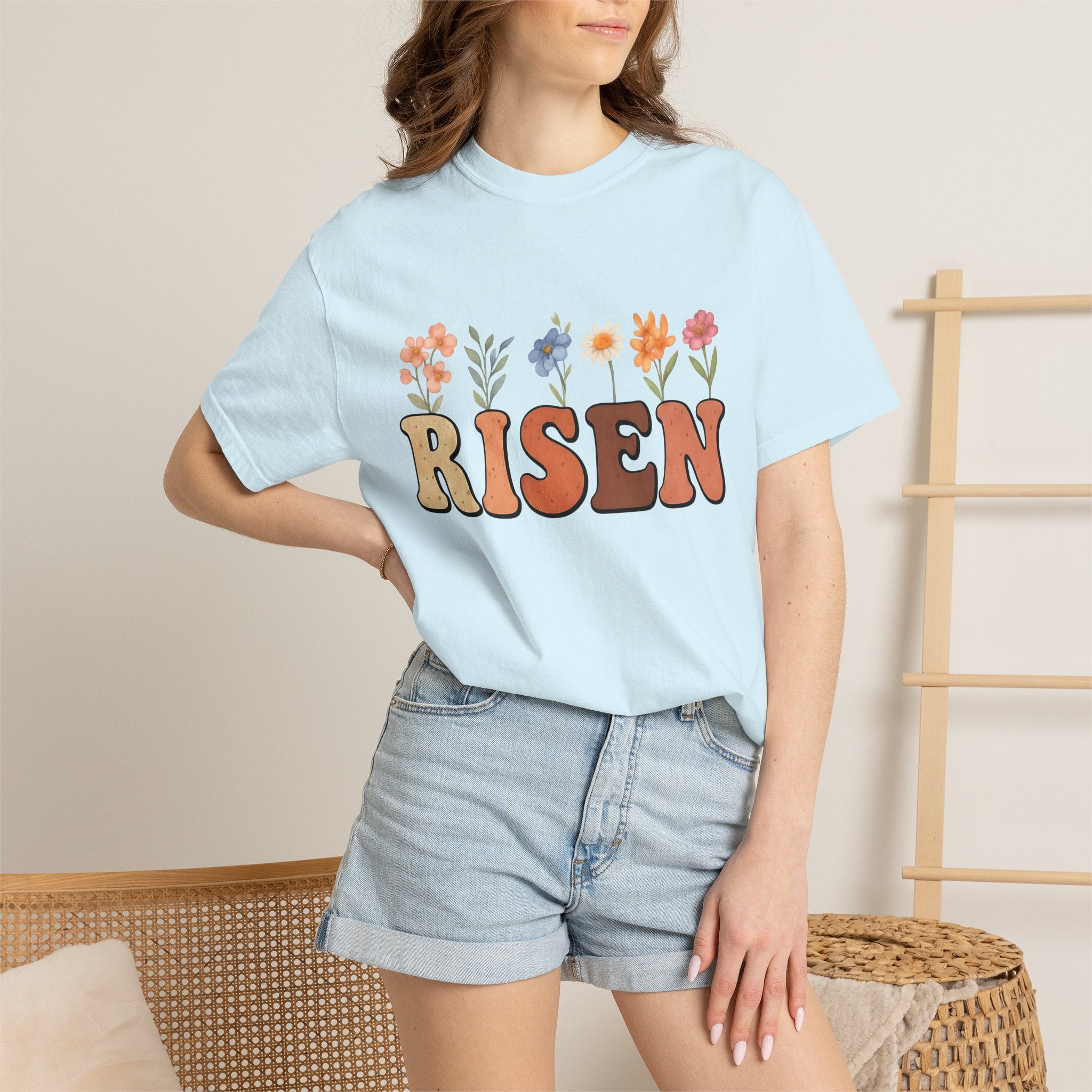 Floral Design Shirt Easter Belief Gift Women Painting Tee Flower T-Shirt Spring Fan Artistic Tshirt Faith Graphic Outline Field Flowers