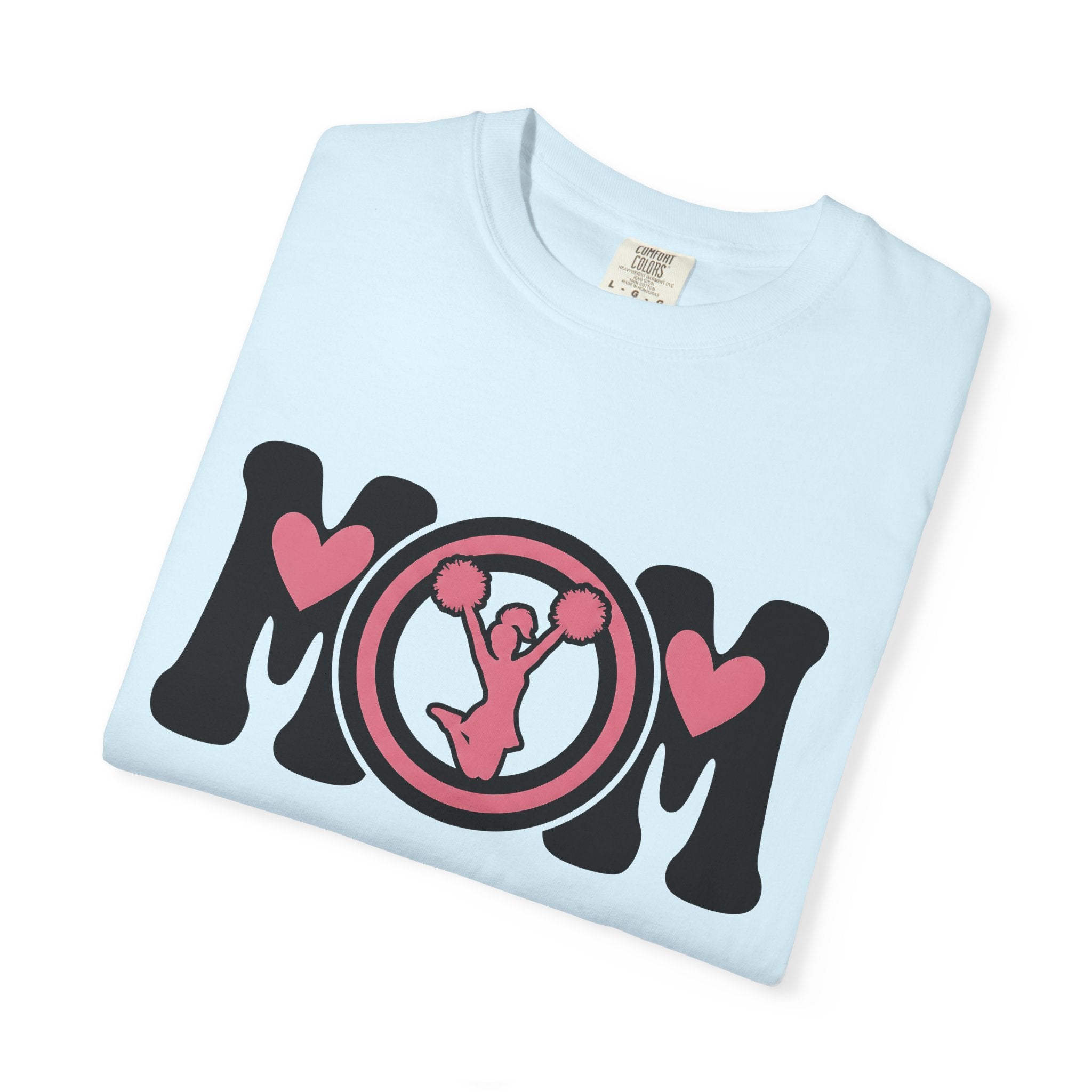 Cheerleader Mom Shirt Moms Sports Gift Women Bold Graphic Tee Cheer Mom T-Shirt Mother Fan Graphic Design Athlete Retro Heart Tshirt