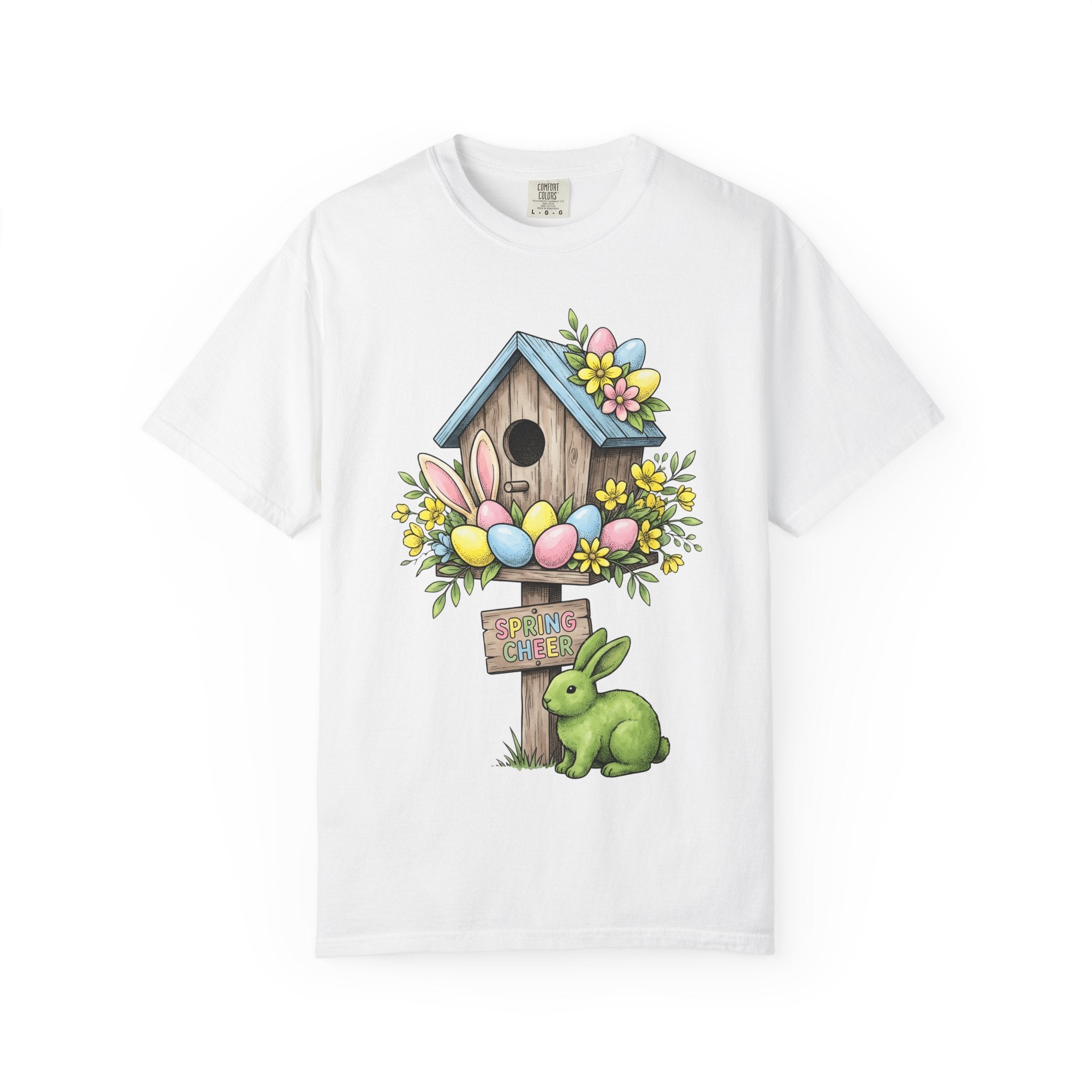 Bunny Bird Home Shirt Easter Outdoor Gift Women Line Art Tee Rabbit T-Shirt Spring Fan Minimalist Tshirt Nature Graphic Classic Light Eggs