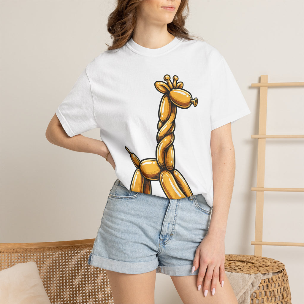 Balloon Giraffe Shirt Cute Pet Gift Women Comic Tee Giraffe T-Shirt Adorable Fan Cartoon Tshirt Animal Graphic Retro Creature Tshirt
