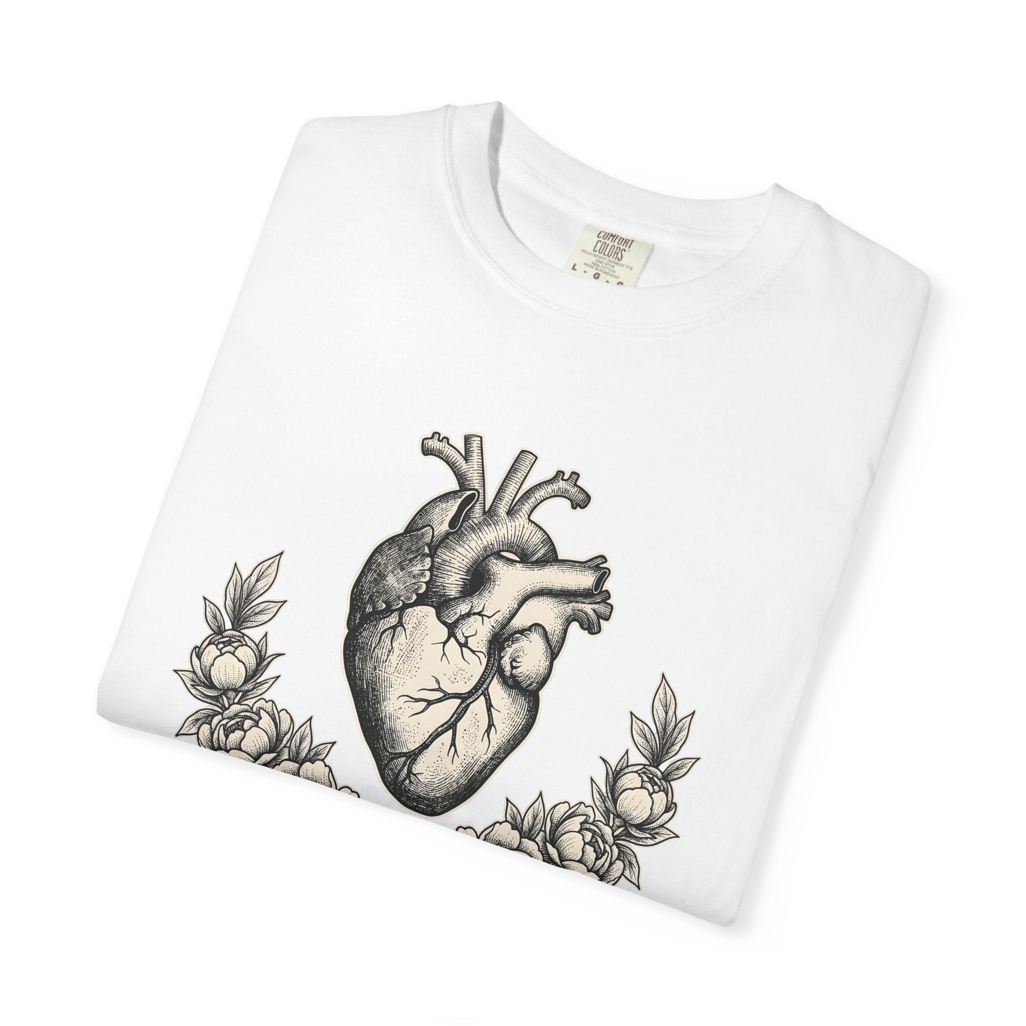 Anatomical Heart Shirt Cottagecore Floral Gift Women Vintage Tee Cardiac T-Shirt Cottage Fan Retro Tshirt Floral Graphic Hand Drawn Peony