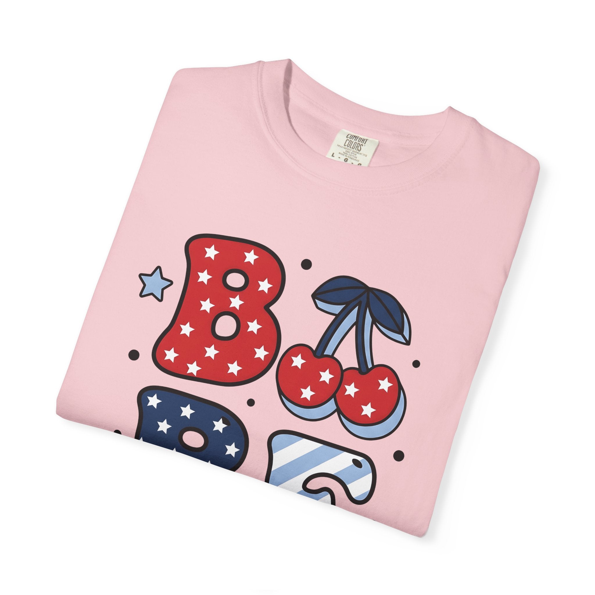 Cherry Star Graphic Shirt 4th Of July Patriotic Gift Women Cartoon Tee Cherry Graphic T-Shirt Independence Day Fan Comic Tshirt American