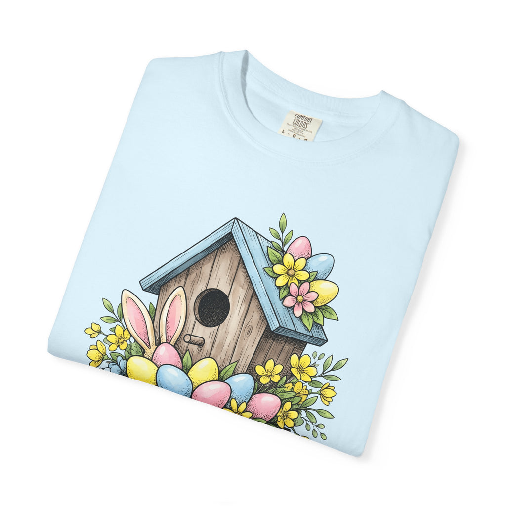 Bunny Bird Home Shirt Easter Outdoor Gift Women Line Art Tee Rabbit T-Shirt Spring Fan Minimalist Tshirt Nature Graphic Classic Light Eggs
