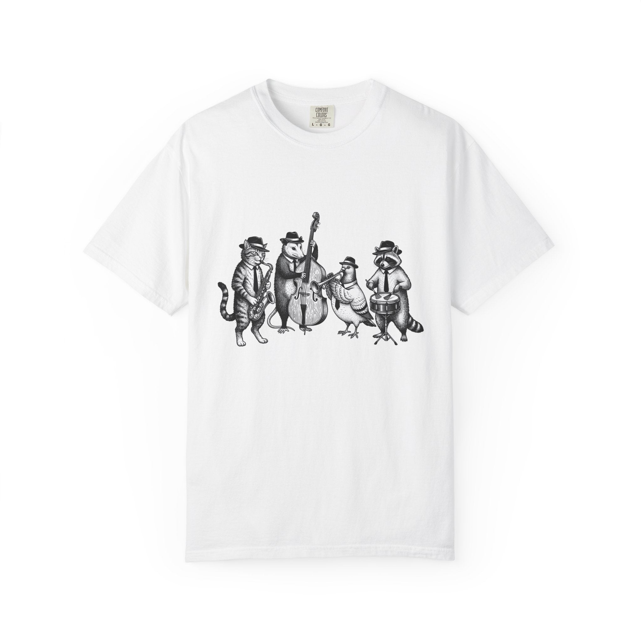 Jazz Band Animals Shirt Funny Band Gift Women Illustration Tee Animal Band T-Shirt Comedy Fan Cartoon Tshirt Orchestra Graphic Drawing