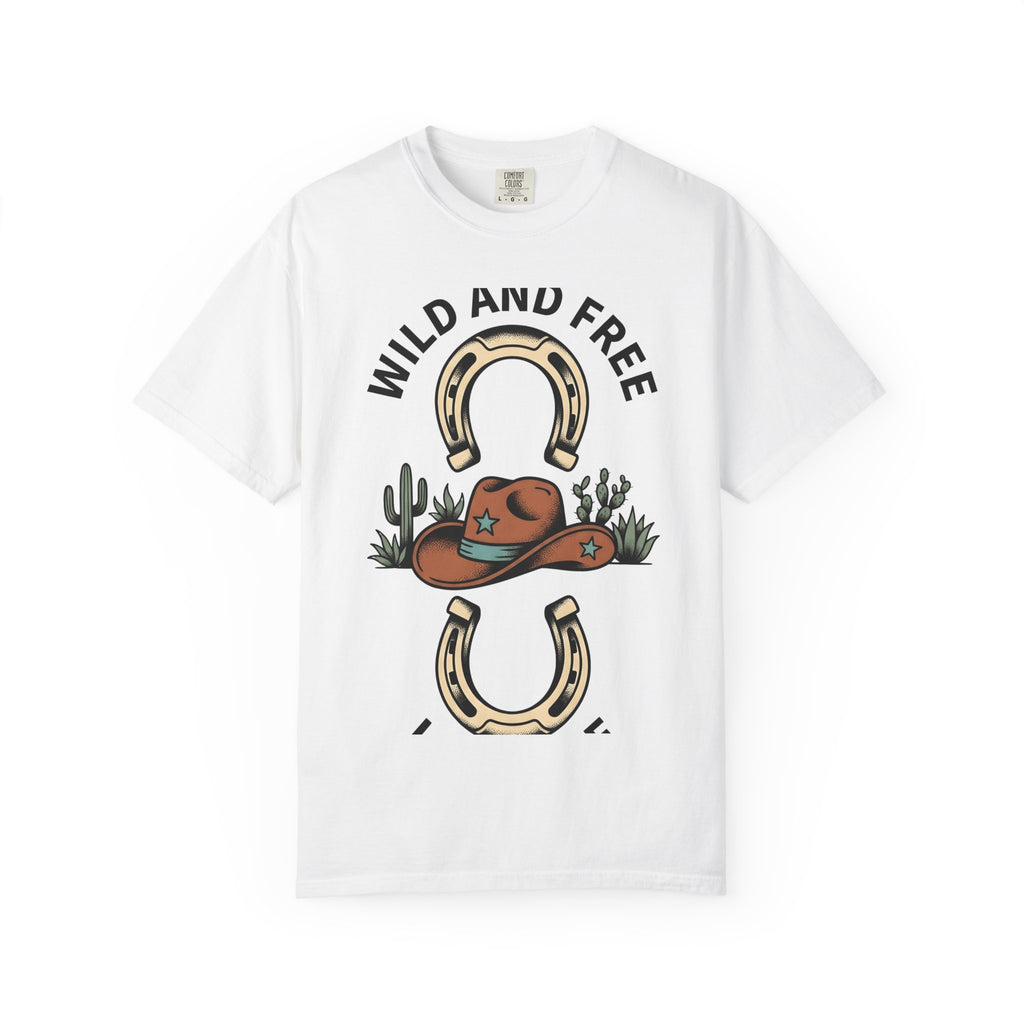 Cowboy Hat Shirt Cowgirl Ranch Gift Women Old West Tee Stetson T-Shirt Cowboy Fan Western Tshirt Farm Graphic Hand Drawn Horseshoe Tshirt