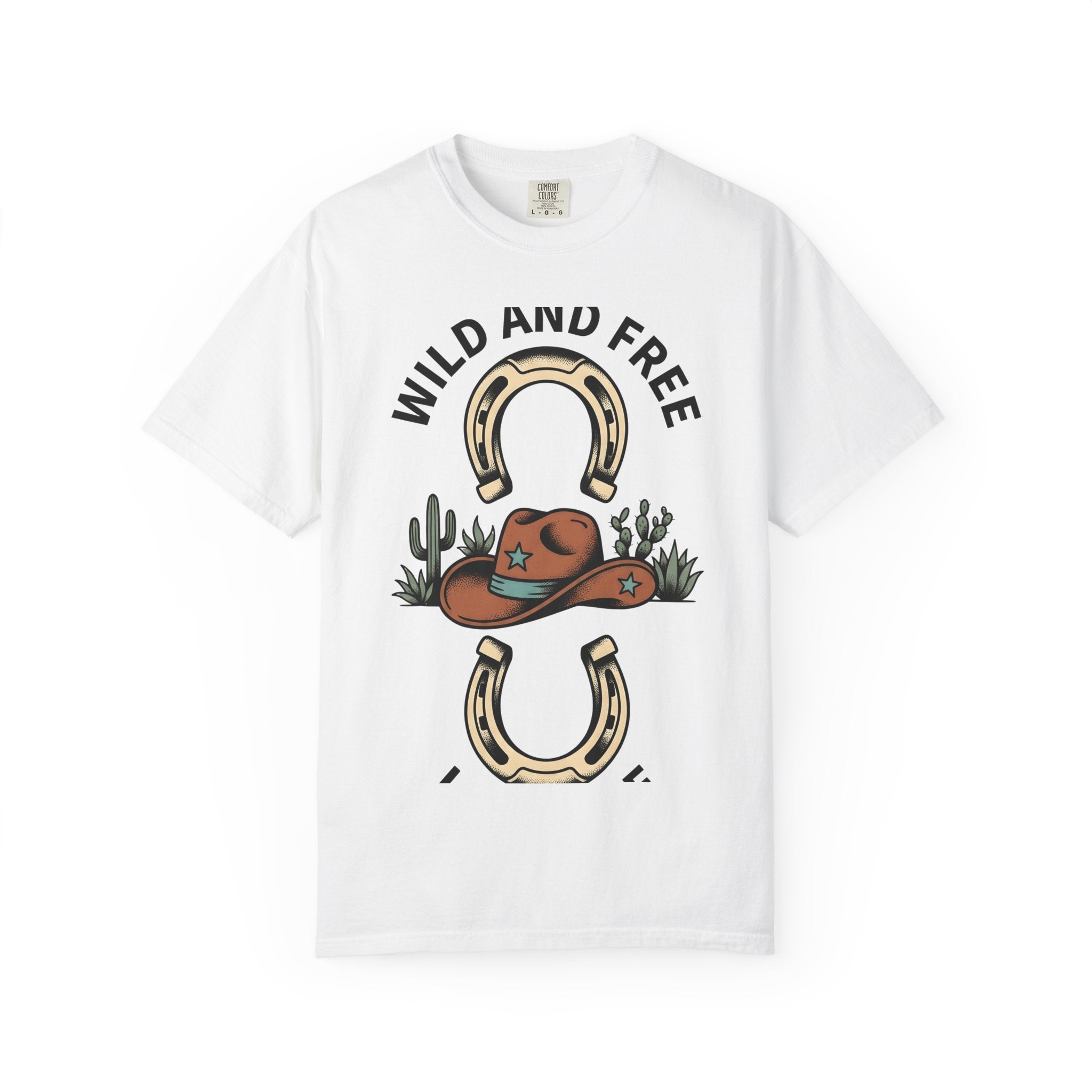 Cowboy Hat Shirt Cowgirl Ranch Gift Women Old West Tee Stetson T-Shirt Cowboy Fan Western Tshirt Farm Graphic Hand Drawn Horseshoe Tshirt