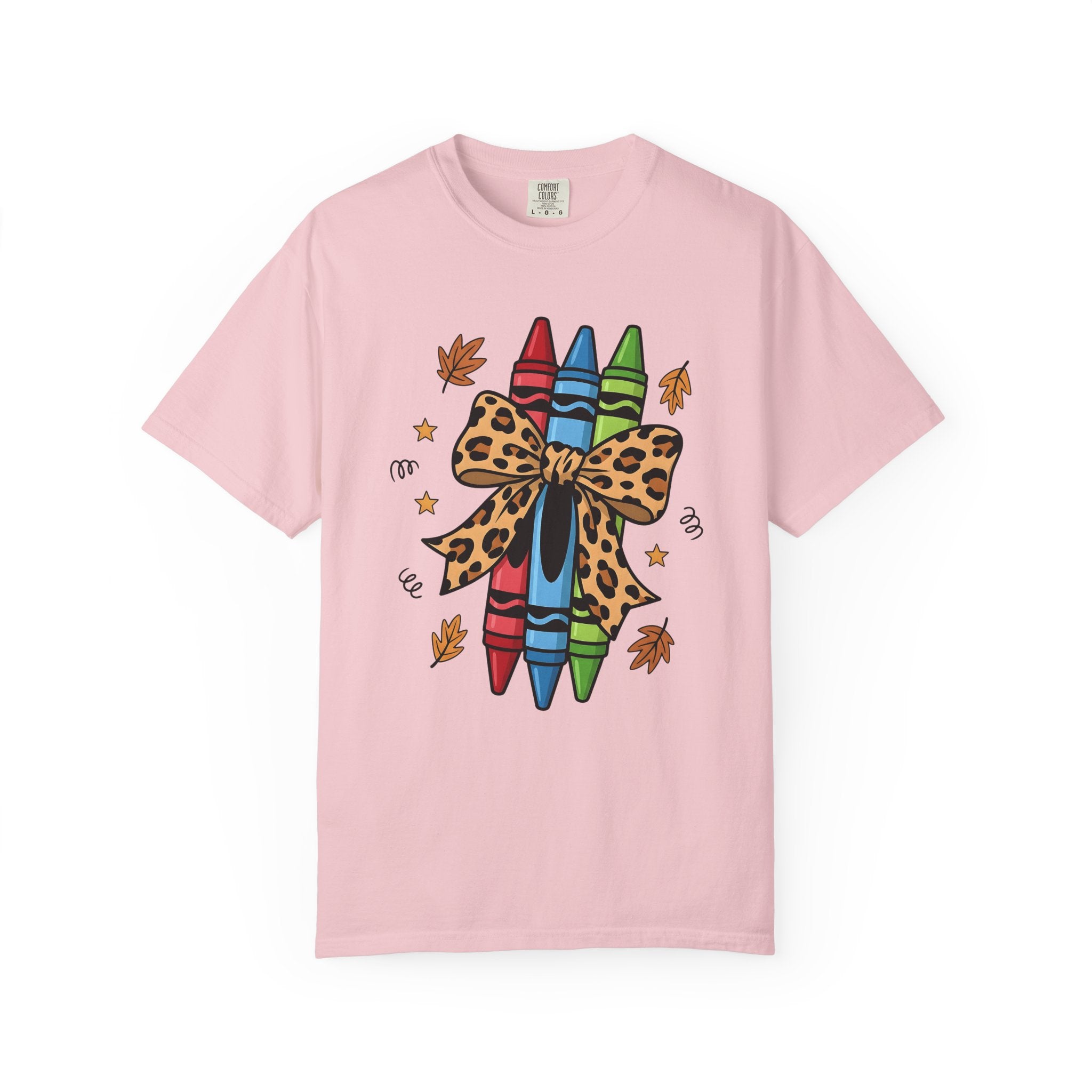 Crayon Set Shirt Teachers Autumn Gift Women Comic Tee Color Box T-Shirt Educator Enthusiast Cartoon Tshirt Fall Illustration Sketch Cheetah