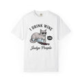 Cat Sunglasses Shirt Cat Humor Gift Women Vintage Tee Cool Cat T-Shirt Cat Fan Retro Tshirt Funny Graphic Hand Drawn Wine Glass Tshirt