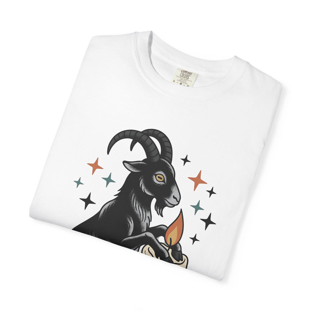Goat Candle Shirt Boho Chic Gothic Gift Women Tattoo Tee Candle T-Shirt Bohemian Enthusiast Ink Tshirt Dark Graphic Vintage Stars Tshirt