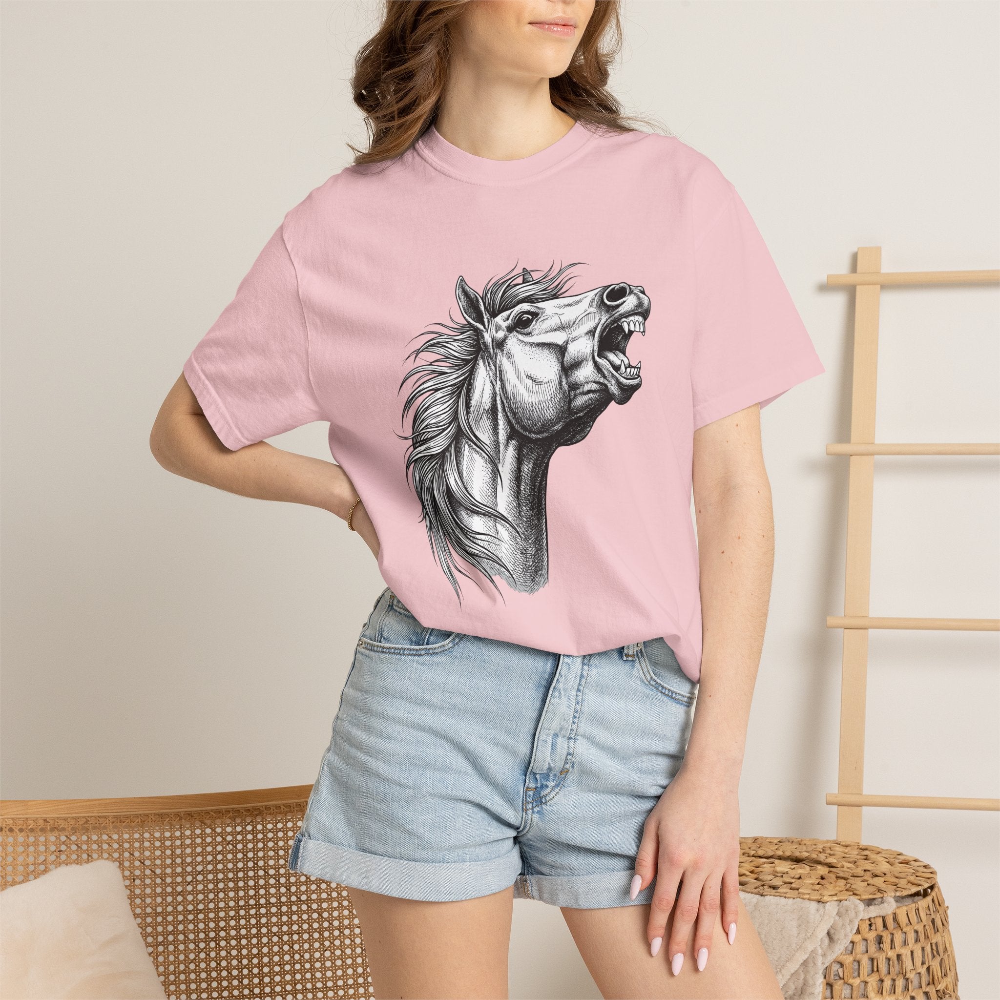 Stallion Head Shirt Animals Mounts Gift Women Cartoon Tee Horse T-Shirt Animal Fan Toon Tshirt Horseback Graphic Classic Flowing Mane Tshirt