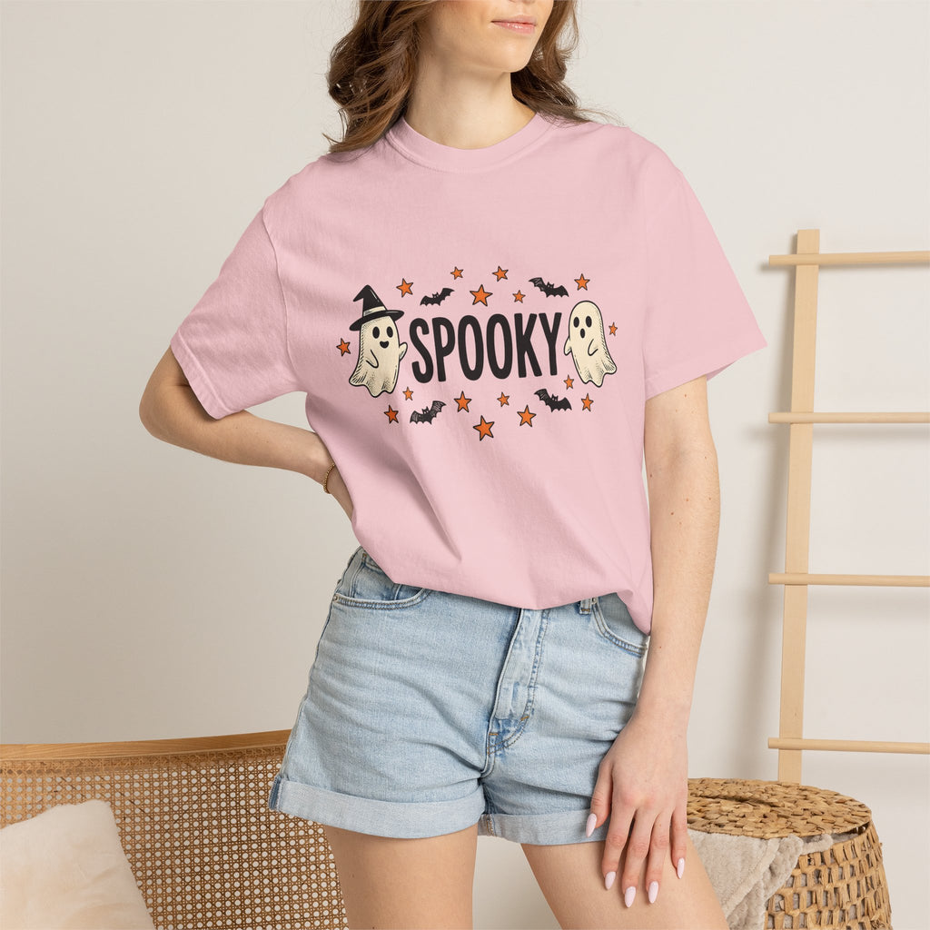 Ghost Clipart Shirt Halloween Horror Gift Women Sweet Tee Spirit T-Shirt Spooky Fan Ghostly Tshirt Horror Graphic Doodle Vampire Bat Tshirt