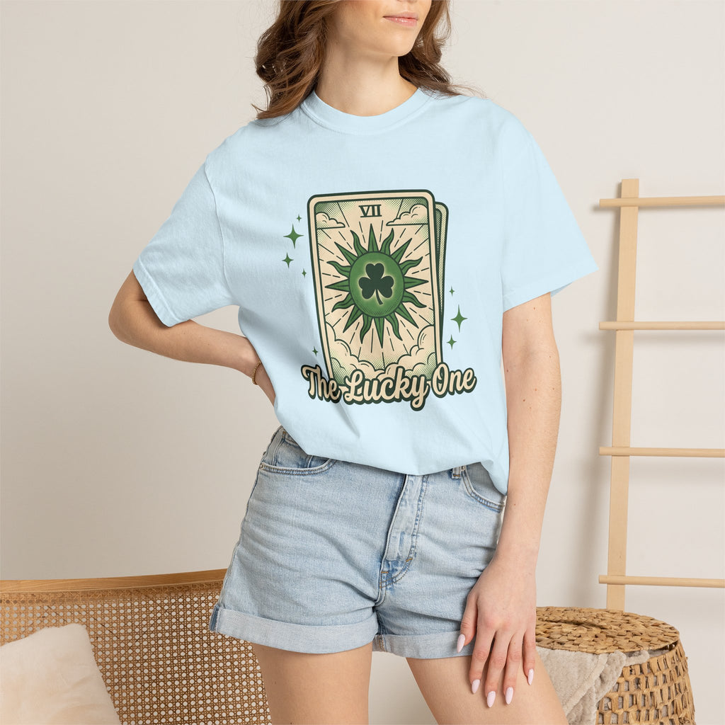 Tarot Card Clover Shirt St. Patrick's Day Luck Gift Women Vintage Tee Shamrock T-Shirt Irish Fan Retro Illustration Fortune Graphic Retro