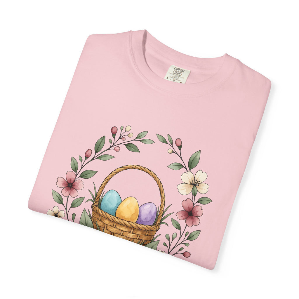 Easter Basket Shirt Easter Plants Gift Women Illustration Tee Easter Basket T-Shirt Easter Fan Spring Tshirt Floral Graphic Doodle Floral