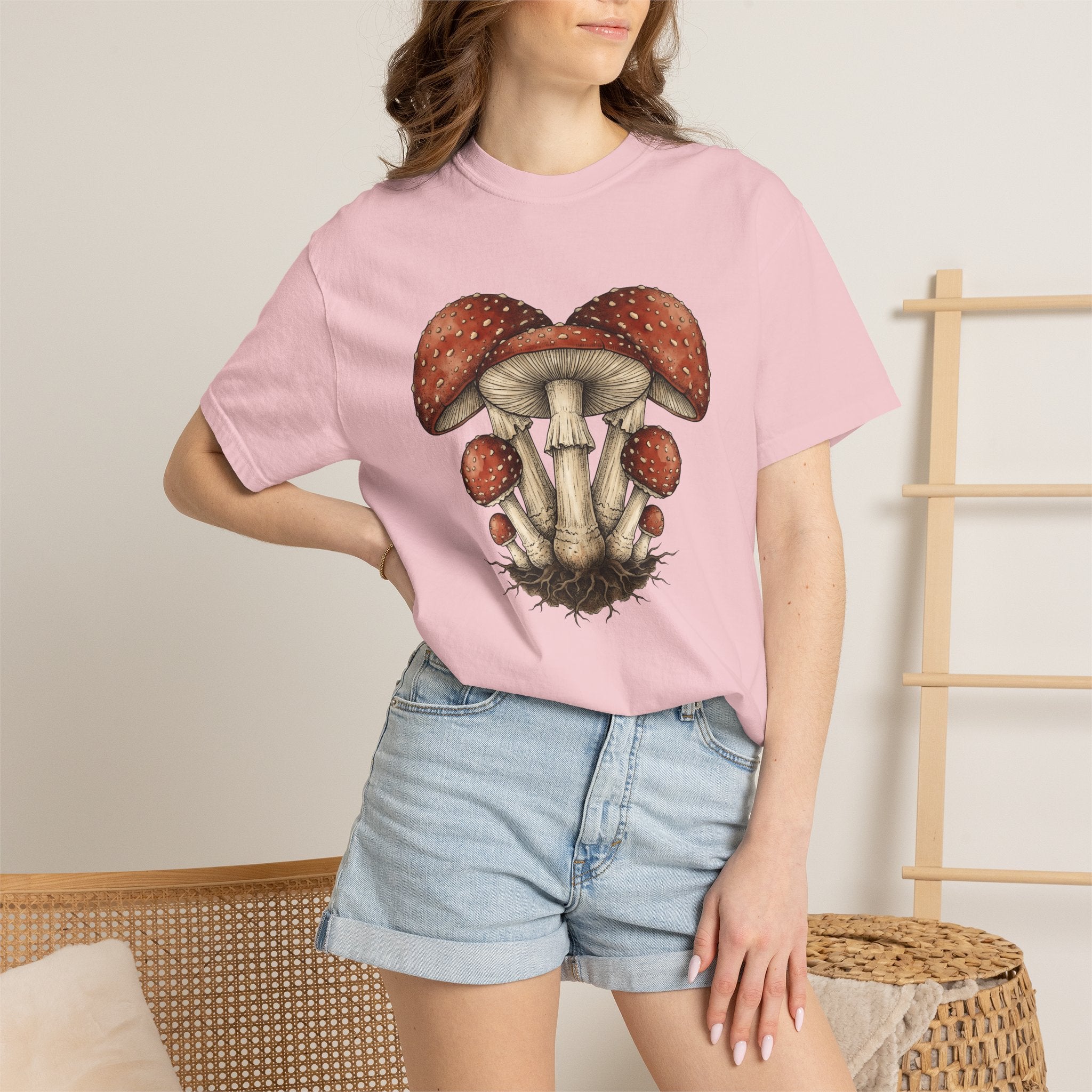 Fungi Cluster Shirt Mushrooms Wildlife Gift Women Nature Illustration Tee Mushroom T-Shirt Fungal Fan Botanical Tshirt Wildlife Graphic