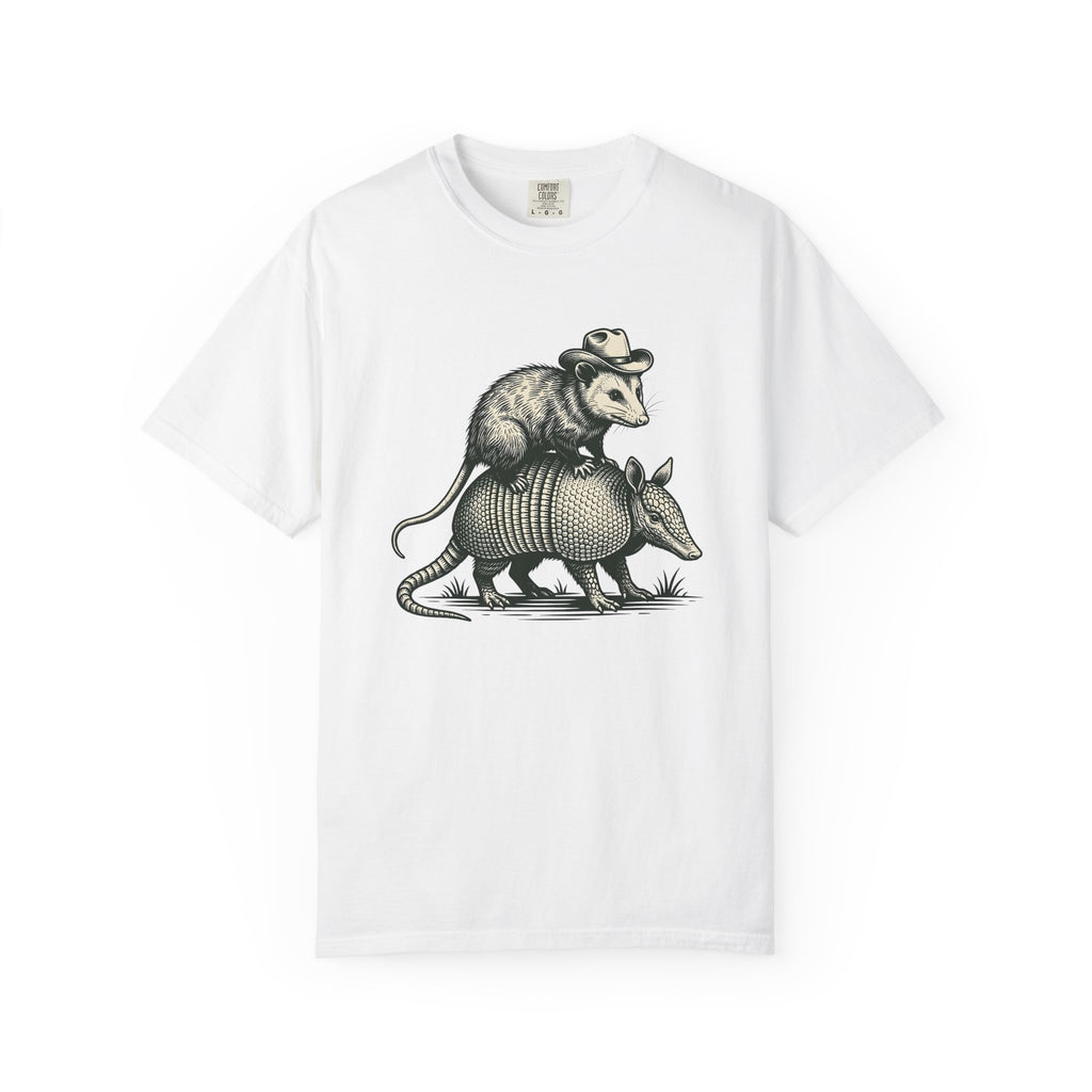 Opossum Armadillo Shirt Animals Cowboy Gift Women Retro Tee Possum T-Shirt Wildlife Fan Vintage Tshirt Rodeo Graphic Pen And Ink Western Hat