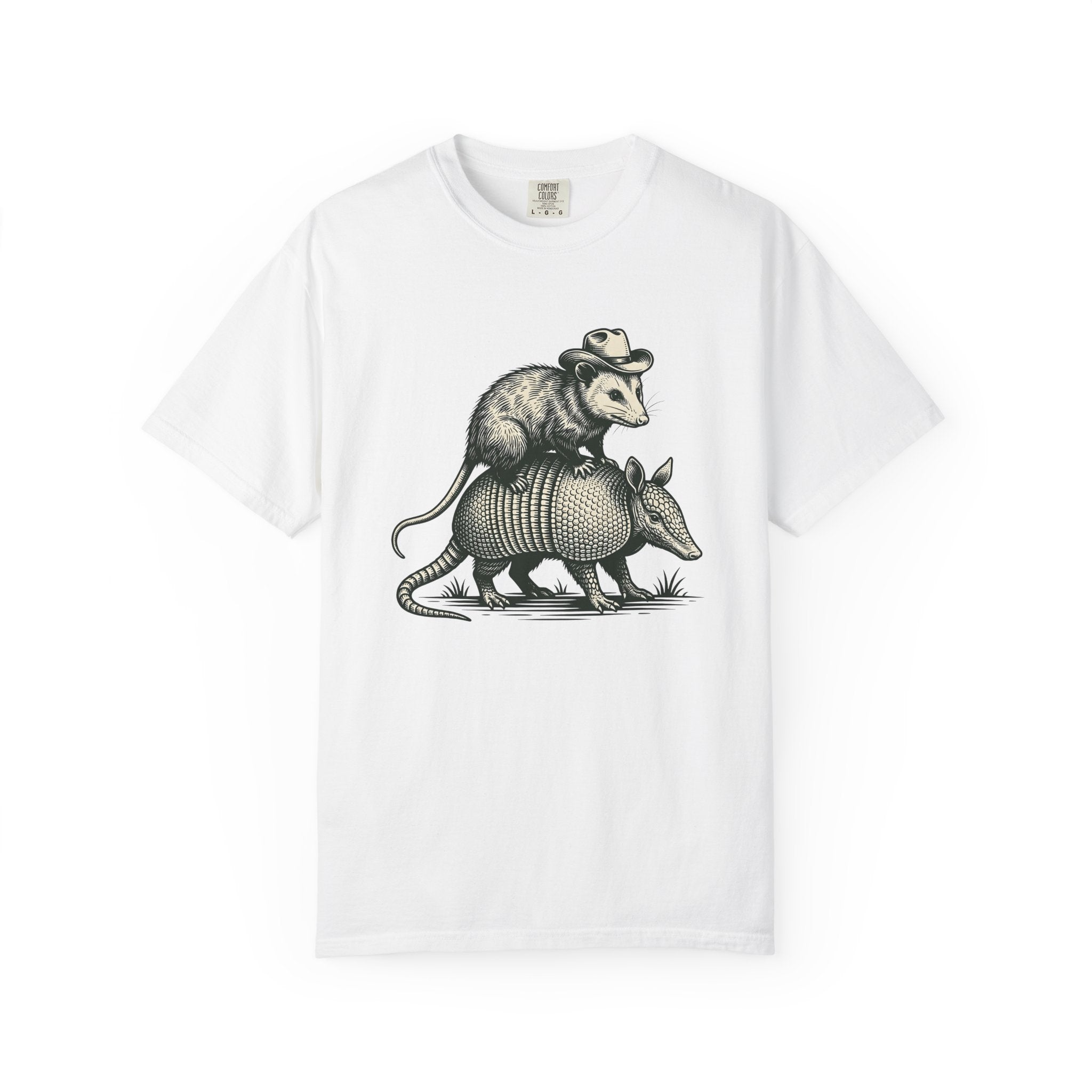 Opossum Armadillo Shirt Animals Cowboy Gift Women Retro Tee Possum T-Shirt Wildlife Fan Vintage Tshirt Rodeo Graphic Pen And Ink Western Hat