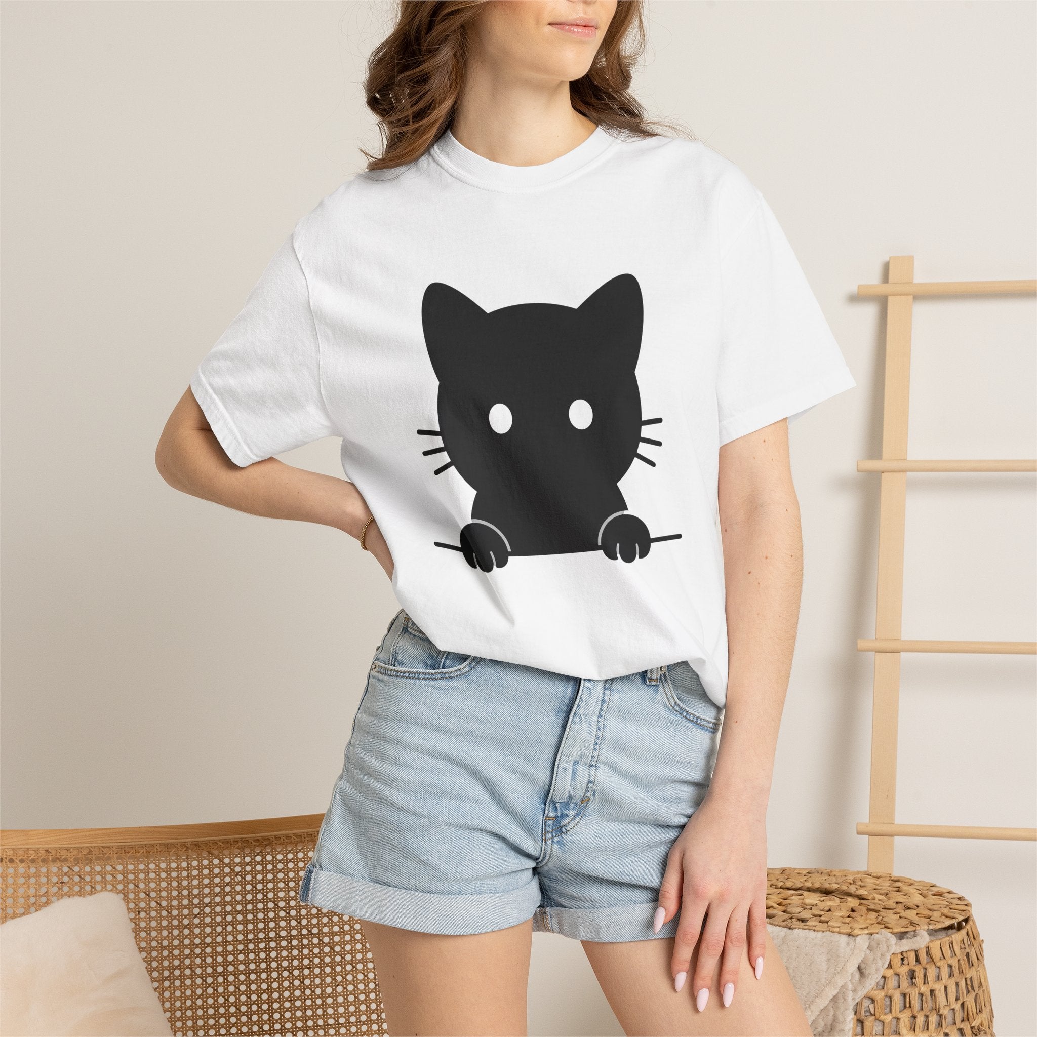Black Feline Shirt Cat Nature Gift Women Basic Tee Cat T-Shirt Cat Fan Kitten Tshirt Wilderness Graphic Current Mustache Tshirt
