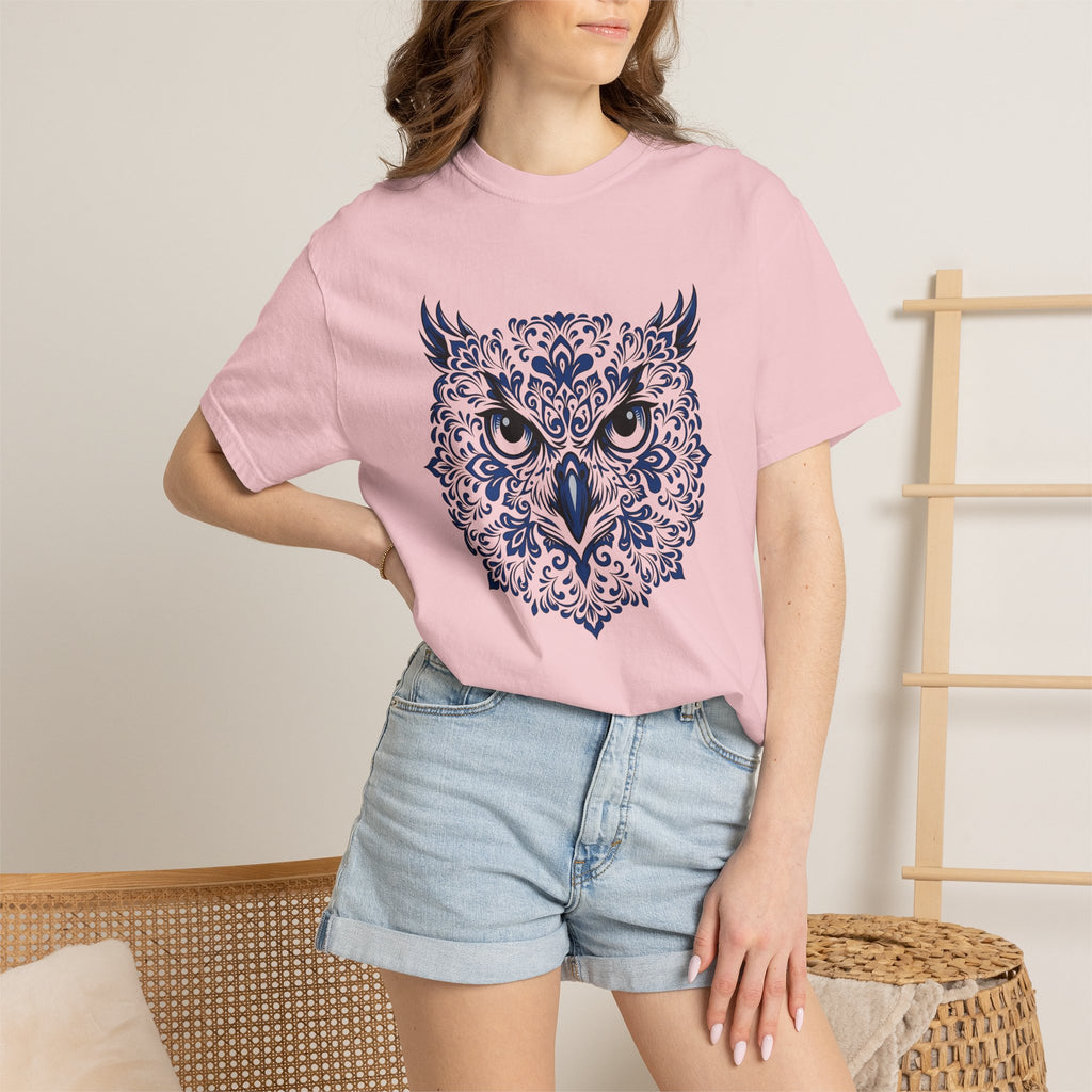 Owl Face Shirt Boho Chic Animal Gift Women Folk Art Tee Owl T-Shirt Bohemian Fan Primitive Tshirt Wildlife Graphic Mandala Floral Pattern