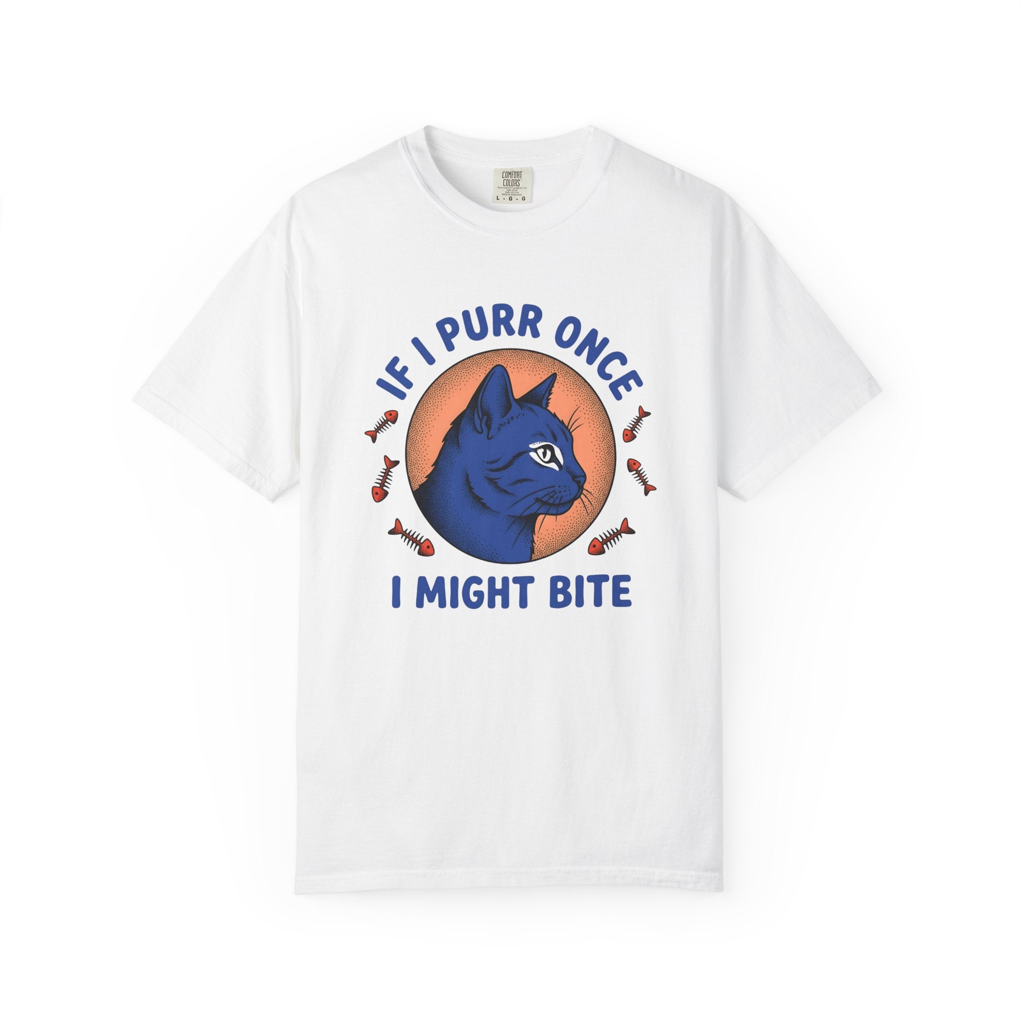 Blue Feline Artwork Shirt Cat Comedy Gift Women Colorful Tee Cat T-Shirt Cat Fan Fancy Tshirt Humor Graphic Classic Fish Spine Tshirt