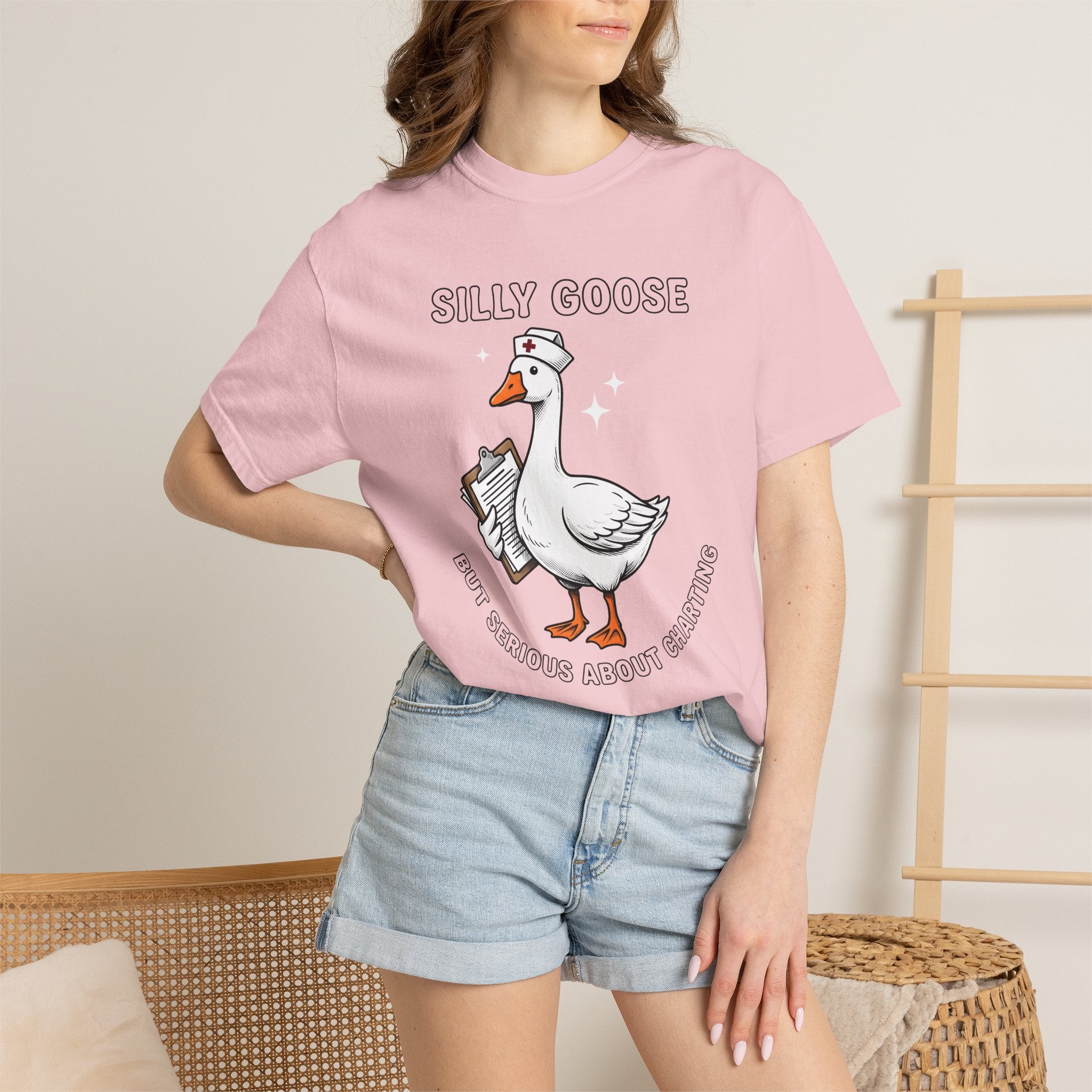 Nurse Duck Shirt Nurses Wildlife Gift Women Comic Tee Duckling T-Shirt Nursing Enthusiast Cartoon Tshirt Animal Graphic Line Art Notepad