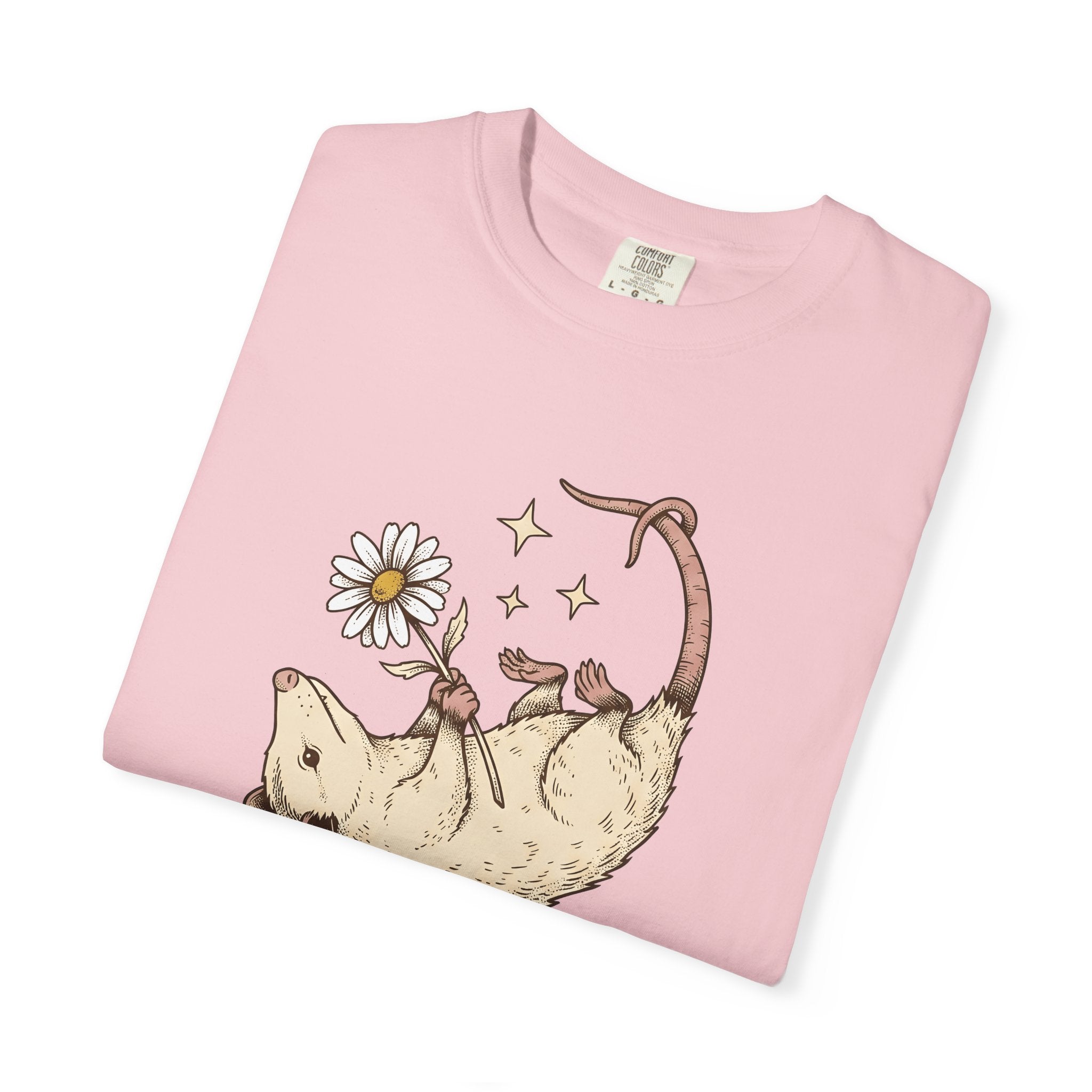 Possum Bloom Shirt Valentine Nature Gift Women Line Art Tee Opossum T-Shirt Cupid Fan Minimalist Tshirt Wildlife Graphic Rustic Twinkles