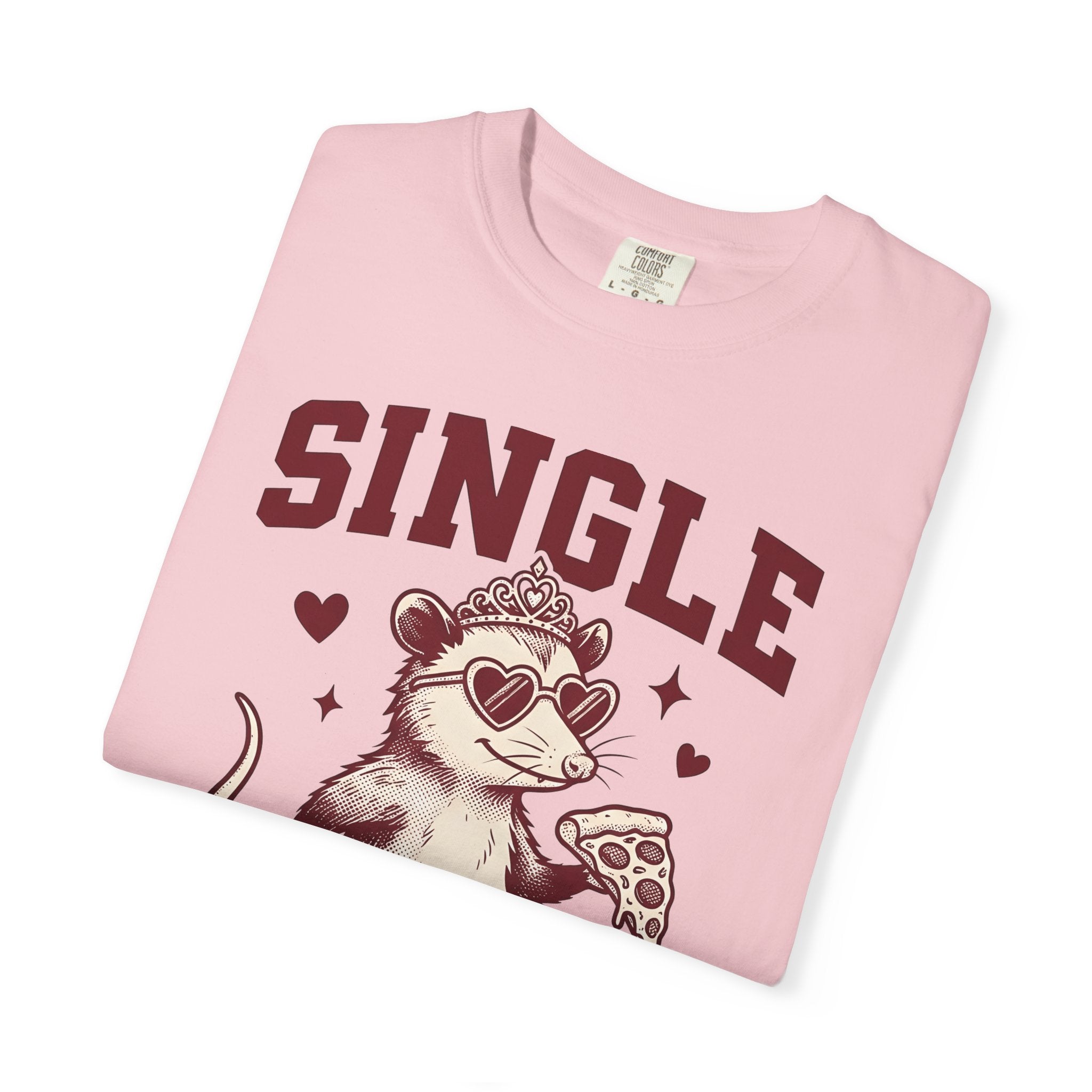 Possum Pizza Shirt Valentines Day Animal Gift Women Vintage Tee Pizza T-Shirt Valentine Fan Distressed Tshirt Creature Graphic Retro Hearts