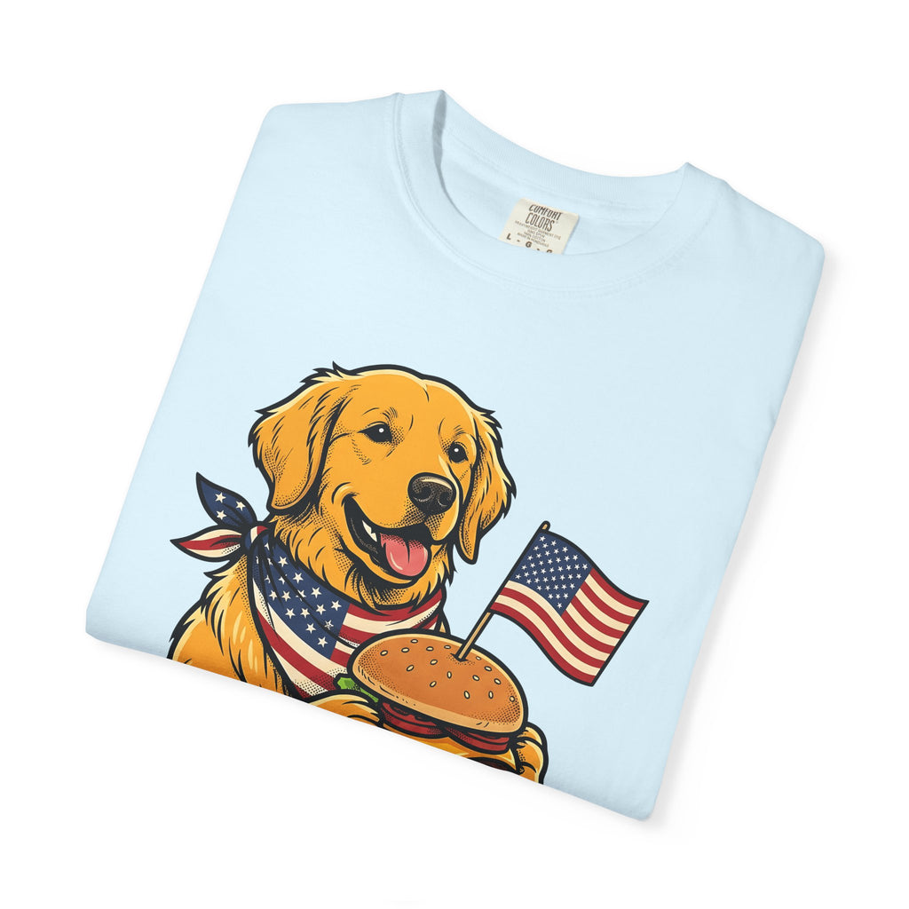 Golden Retriever Shirt America/4th Of July Animal Gift Women Comic Tee Retriever T-Shirt Patriot Fan Cartoon Tshirt Creature Graphic Hand