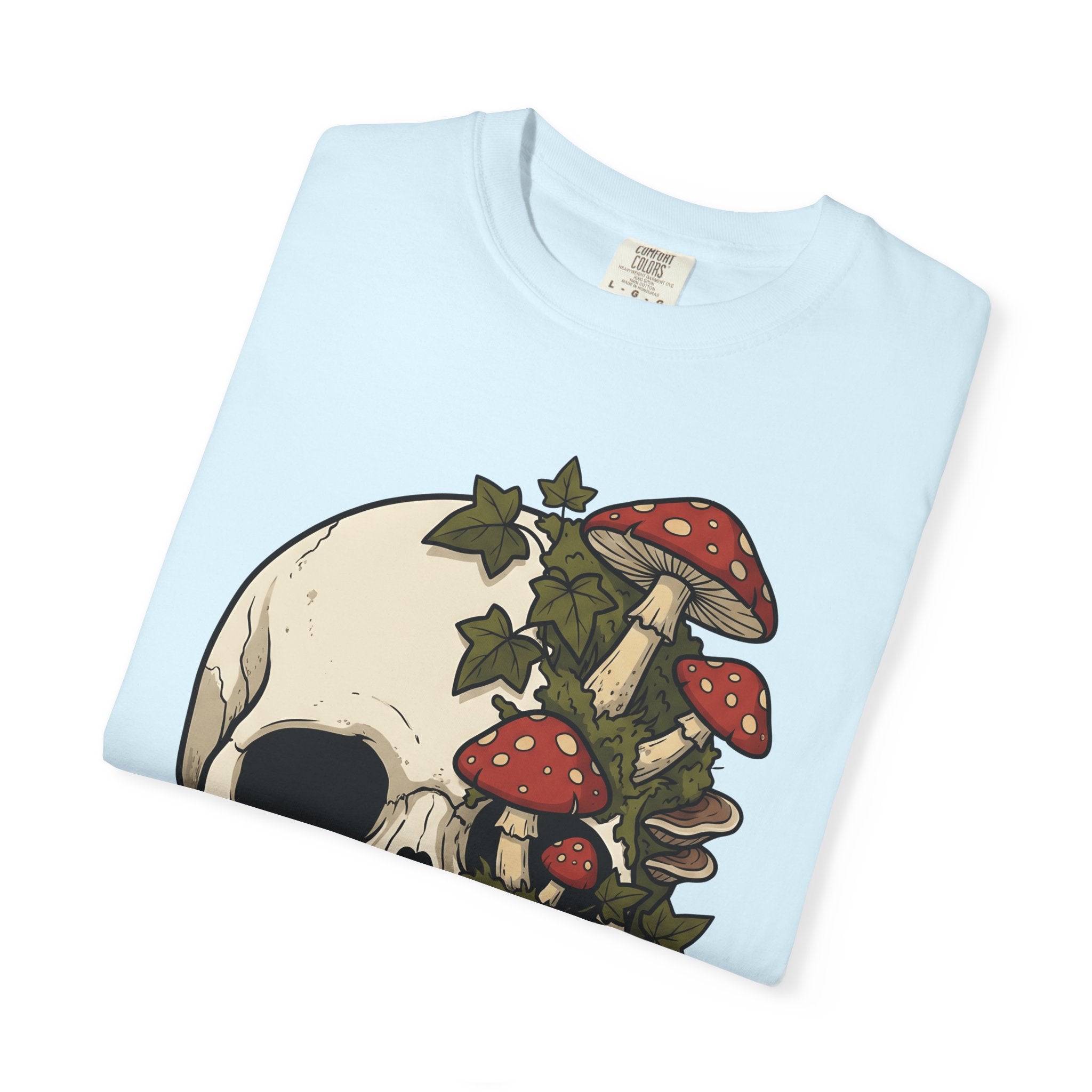 Skull Mushrooms Shirt Gothic Nature Gift Women Tattoo Tee Fungus T-Shirt Goth Fan Ink Tshirt Wilderness Graphic Vintage Ivy Tshirt