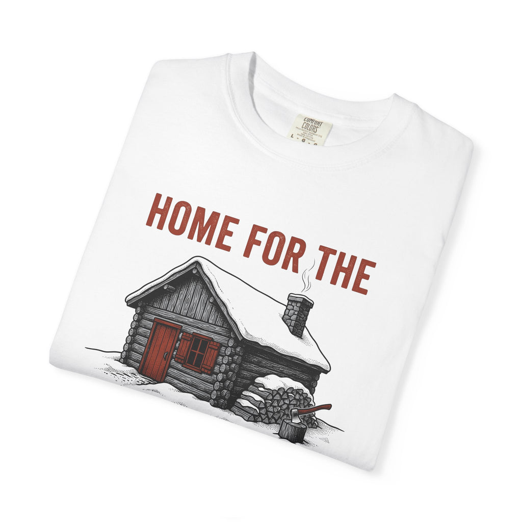 Log Cabin Shirt Christmas Winter Gift Women Vintage Tee Cabin T-Shirt Winter Fan Rustic Tshirt Frosty Graphic Hand Drawn Firewood Tshirt