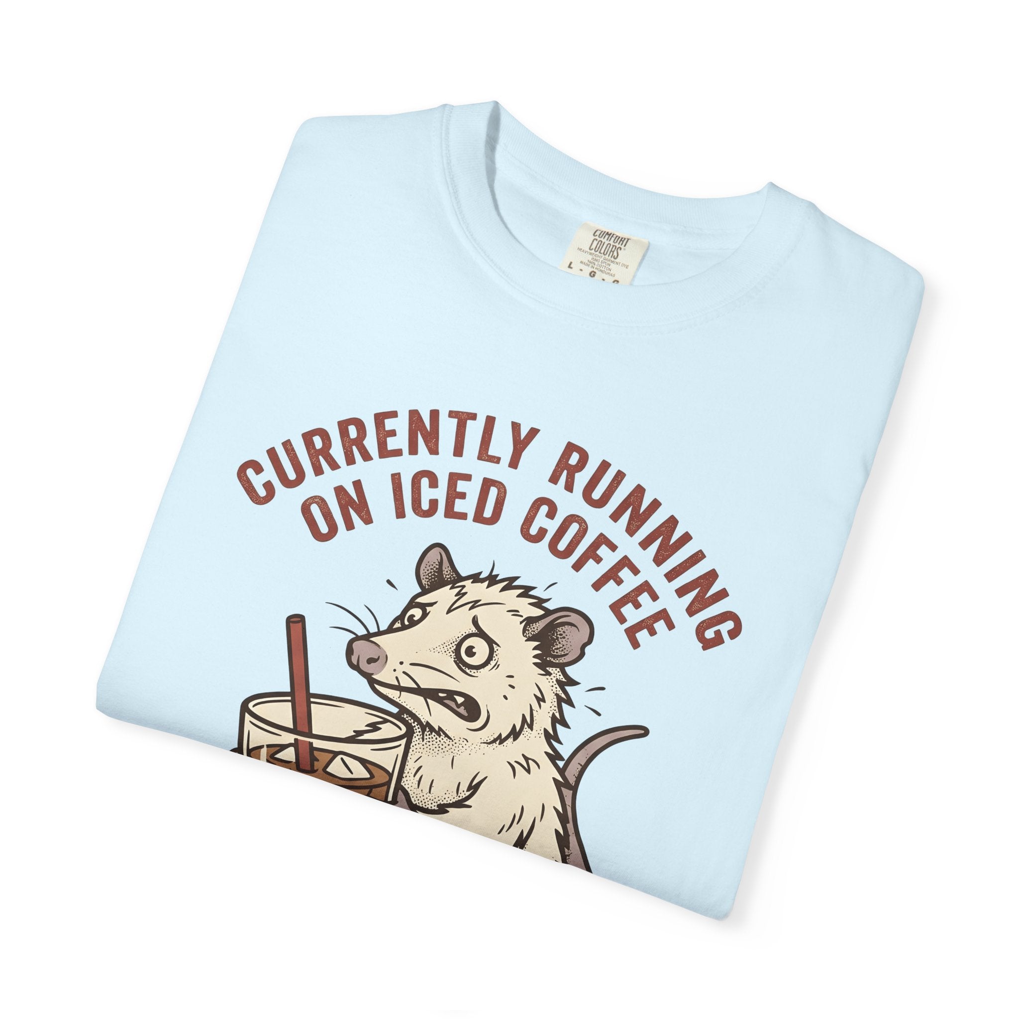 Possum Cold Coffee Shirt Coffee Fauna Gift Women Doodle Tee Opossum T-Shirt Coffee Fan Cartoons Tshirt Wildlife Graphic Sketch Ice Cubes
