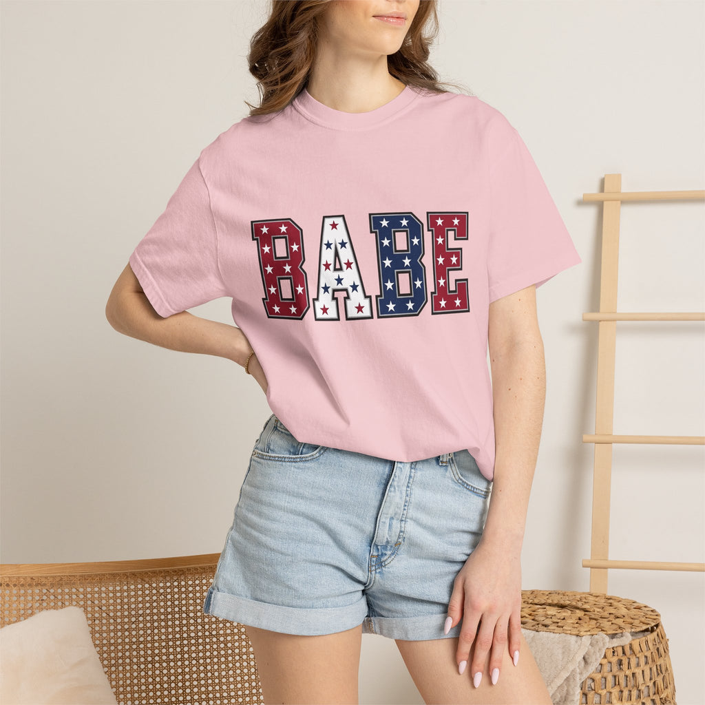 Varsity Star Font Shirt America/4th Of July Liberty Gift Women Thick Tee Block Letter T-Shirt Patriot Fan Bold Typography Tshirt Freedom