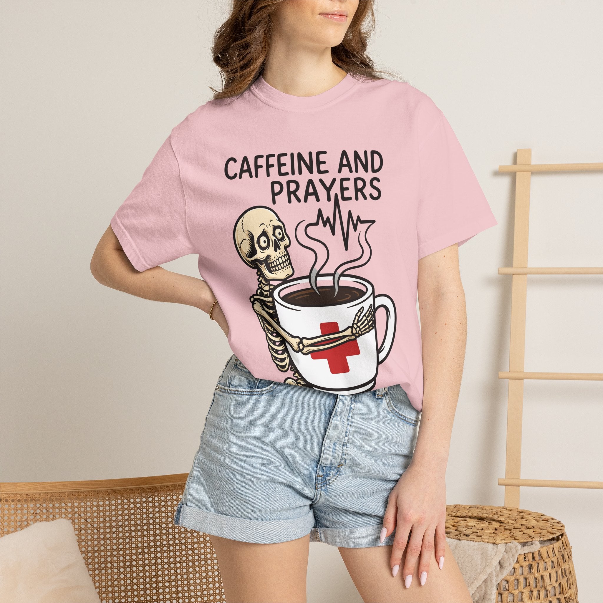Skeleton Coffee Cup Shirt Nurses Coffee Gift Women Cartoon Tee Coffee Mug T-Shirt Nurse Enthusiast Comic Tshirt Caffeine Graphic Retro