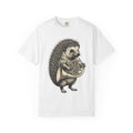 Hedgehog Horn Shirt Animals Instruments Gift Women Retro Tee Prickles T-Shirt Wildlife Fan Vintage Tshirt Musical Instrument Graphic Sketch